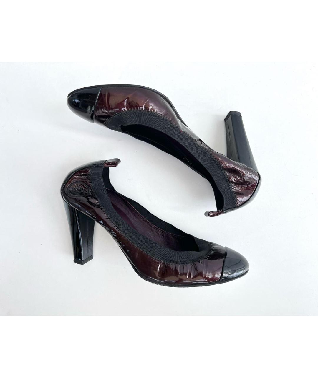 CHANEL Бордовые туфли из лакированной кожи, фото 3