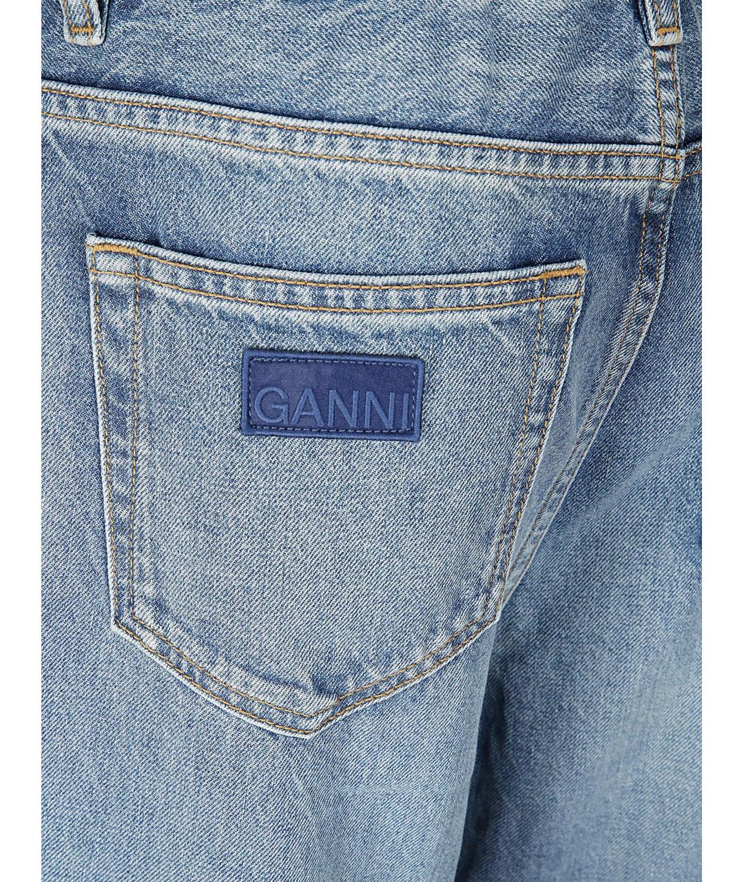 GANNI Голубые хлопковые прямые джинсы, фото 3