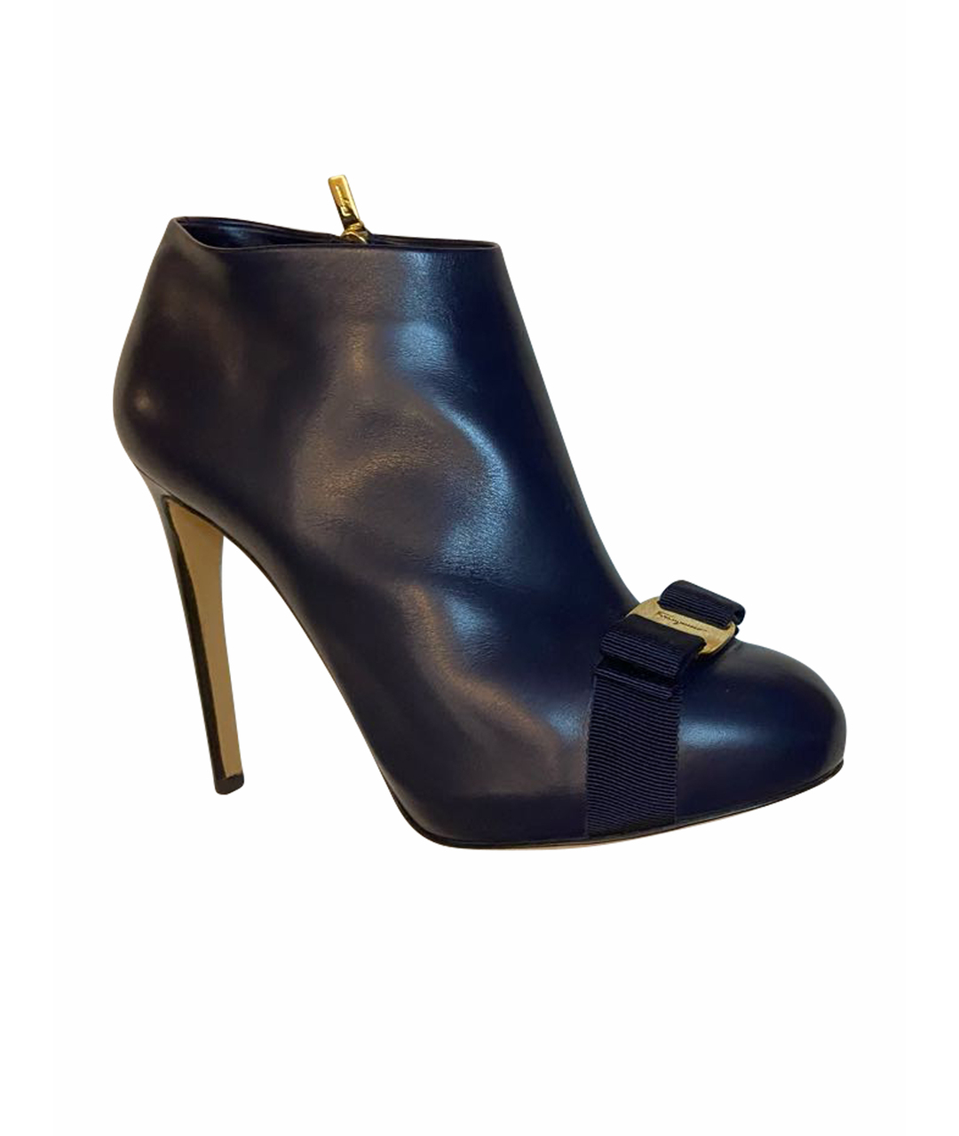 FERRAGAMO Темно-синие кожаные ботильоны, фото 1