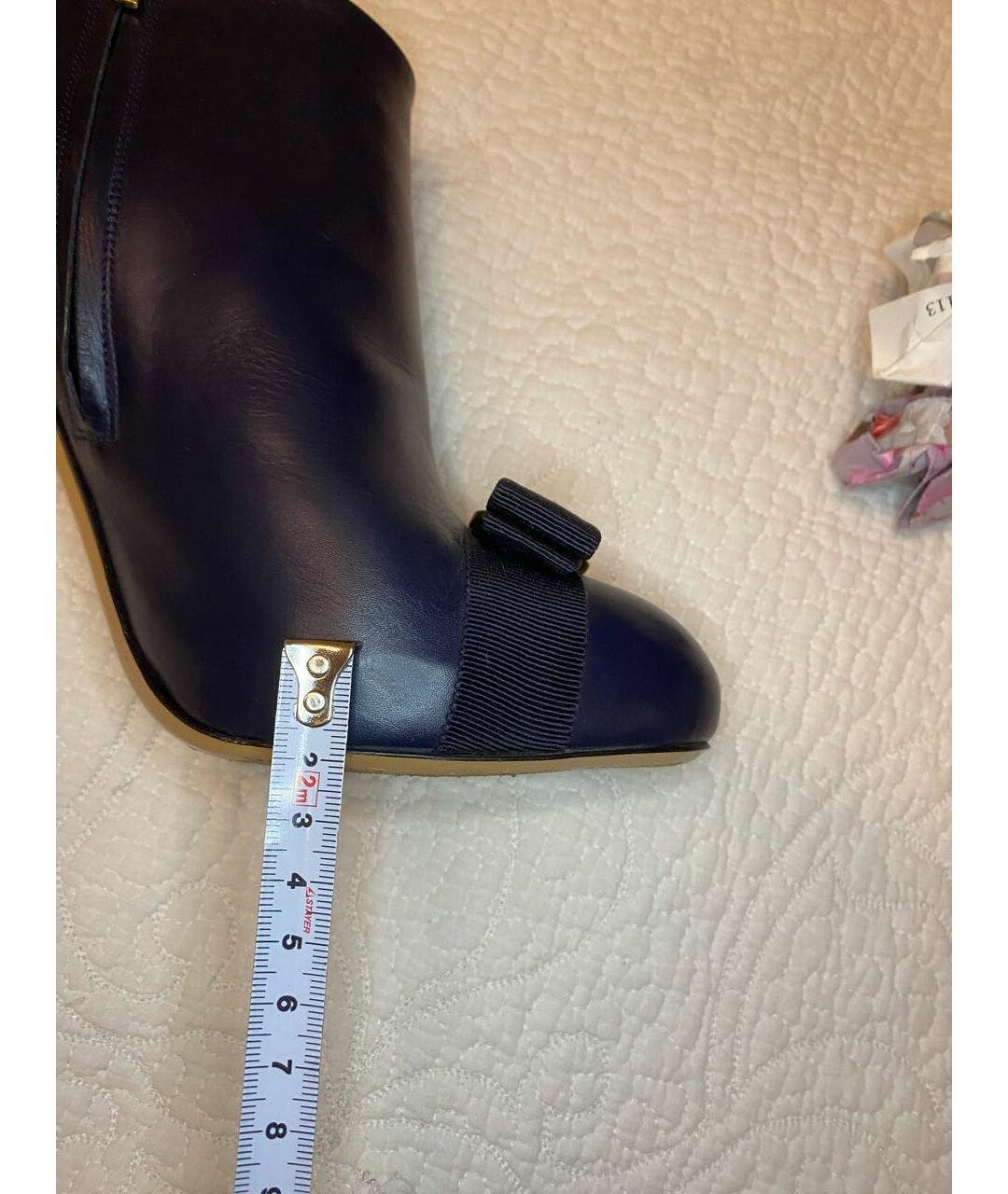 FERRAGAMO Темно-синие кожаные ботильоны, фото 6