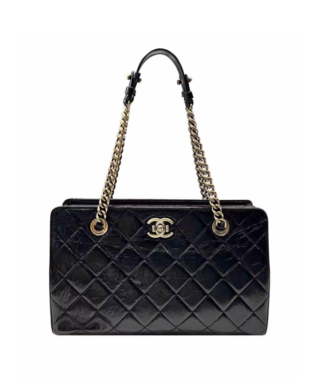 CHANEL Черная кожаная сумка тоут, фото 9