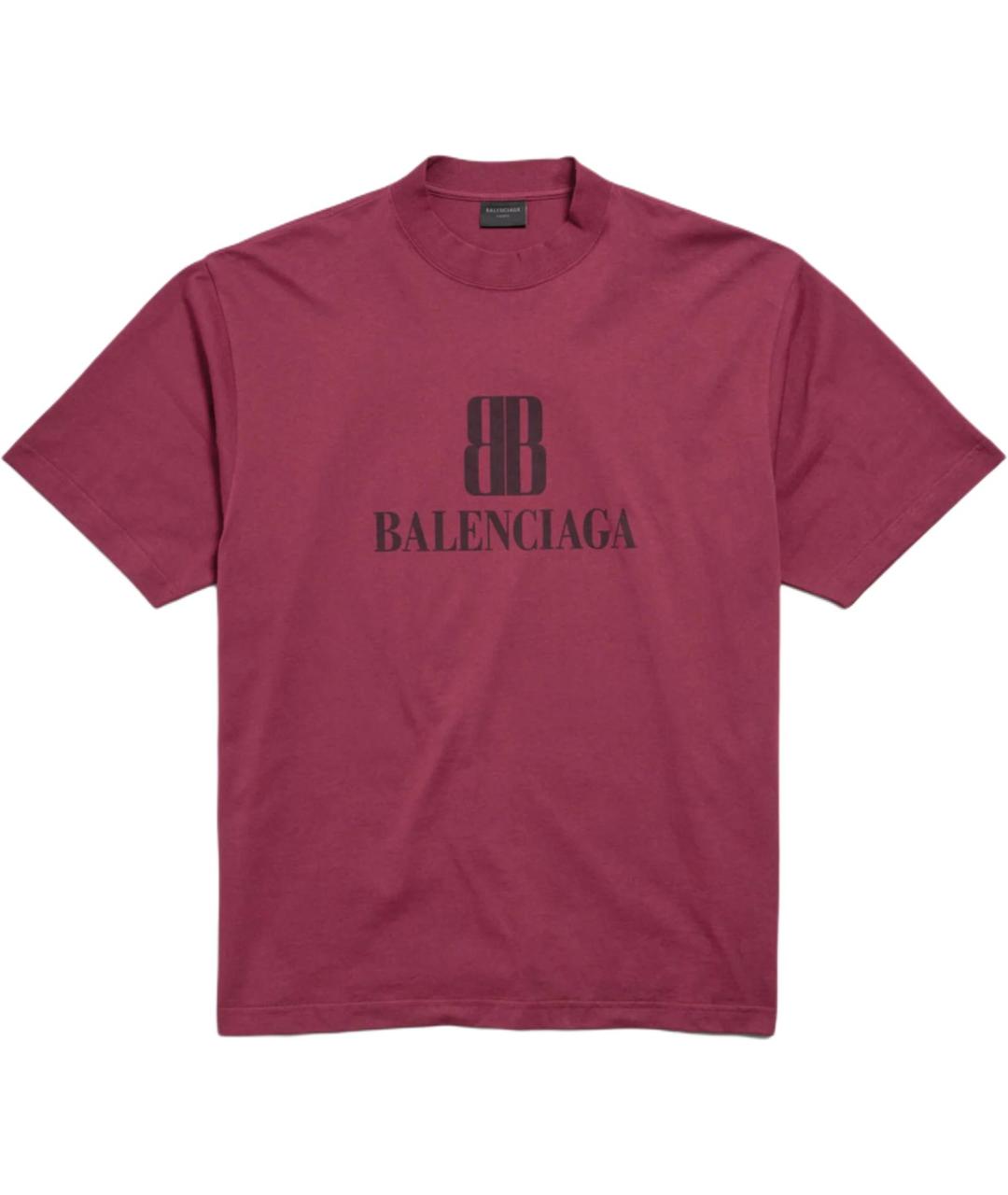 BALENCIAGA Бордовая футболка, фото 1