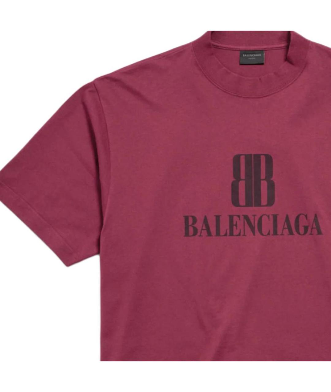 BALENCIAGA Бордовая футболка, фото 5