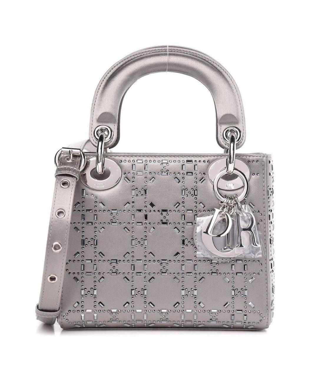 CHRISTIAN DIOR Серая шелковая сумка с короткими ручками, фото 7