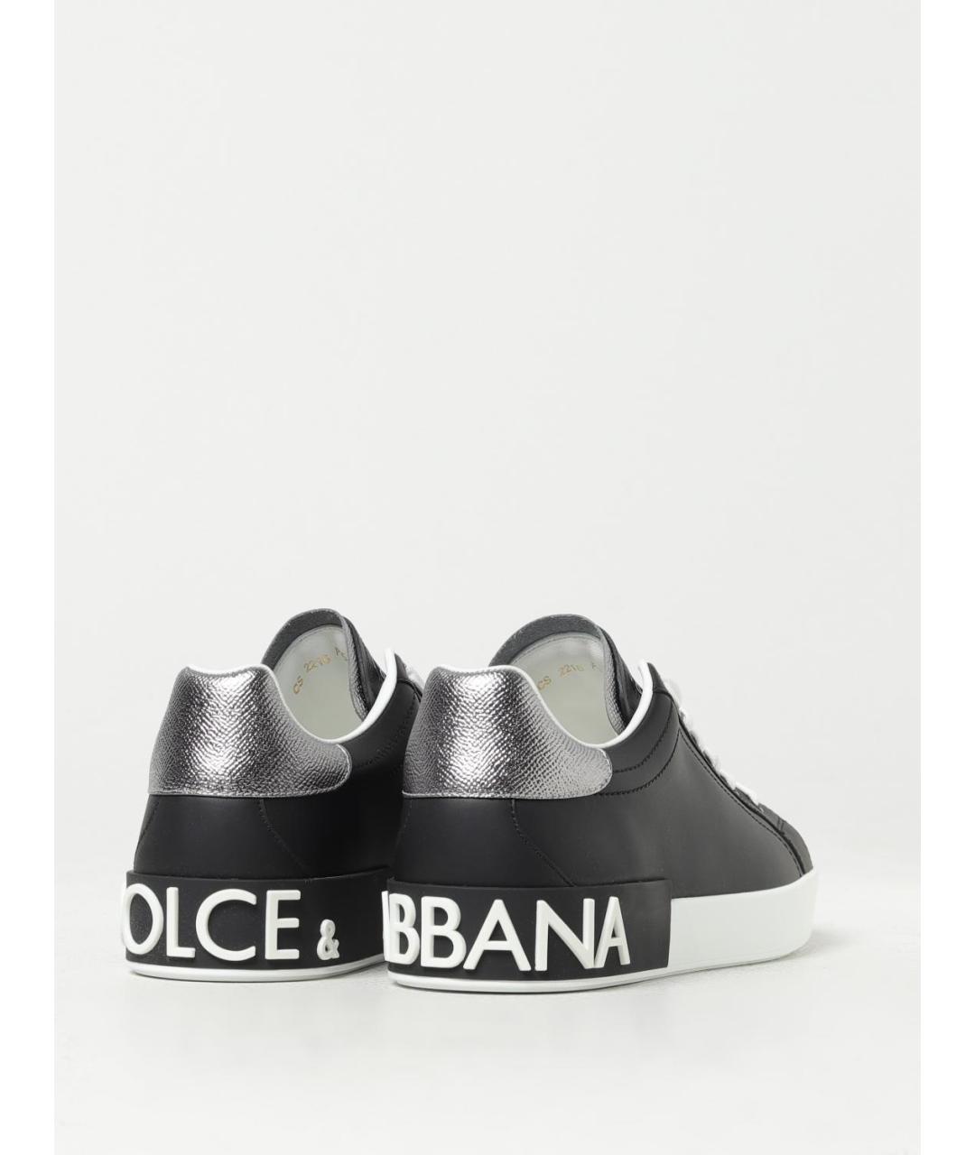DOLCE&GABBANA Черные кожаные низкие кроссовки / кеды, фото 3