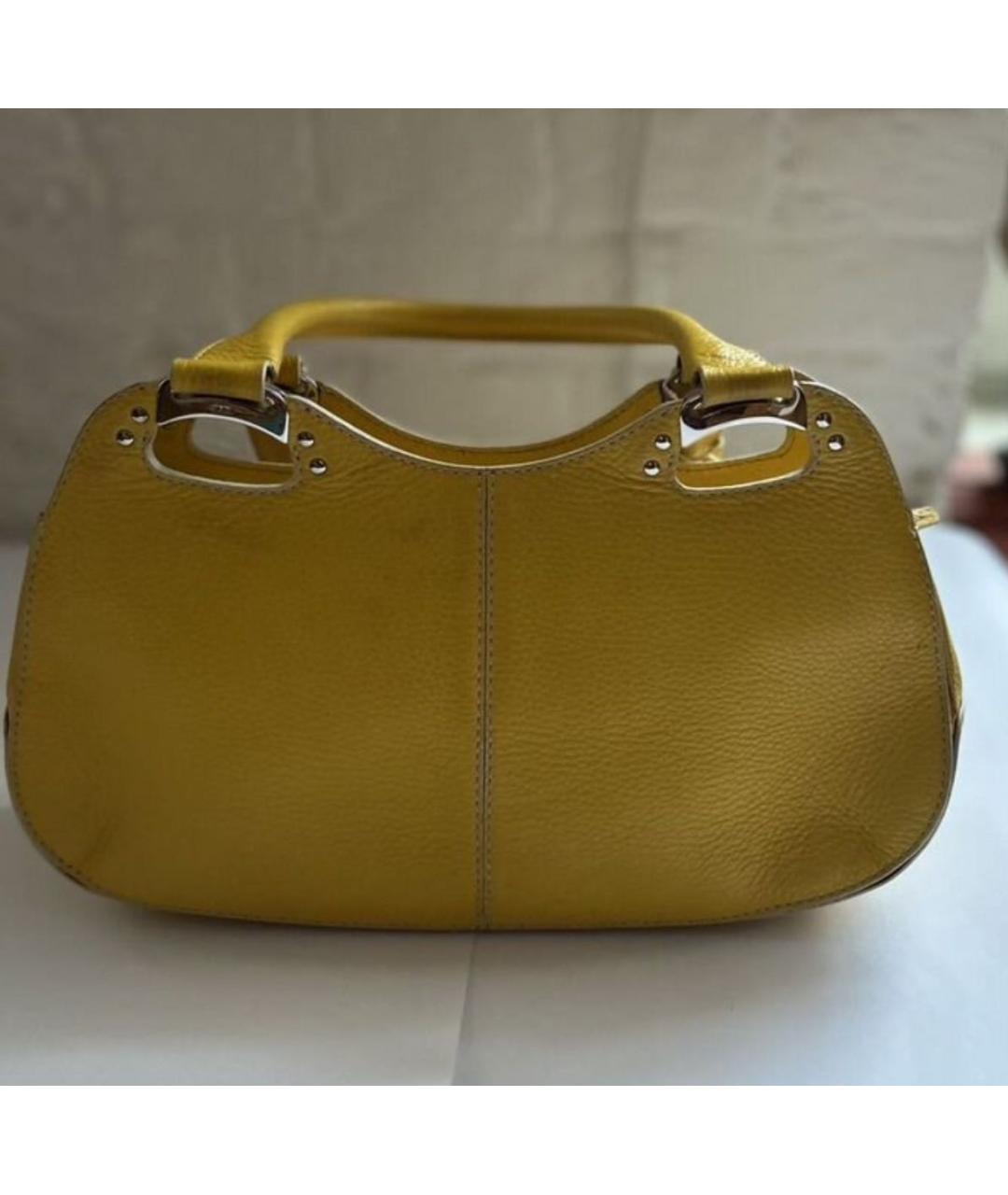 TOD'S Желтая кожаная сумка с короткими ручками, фото 3