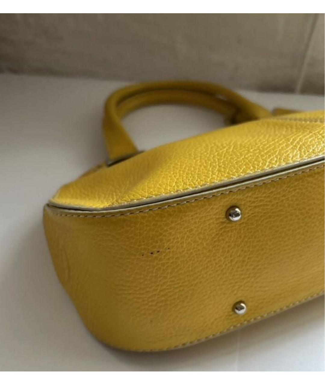 TOD'S Желтая кожаная сумка с короткими ручками, фото 7