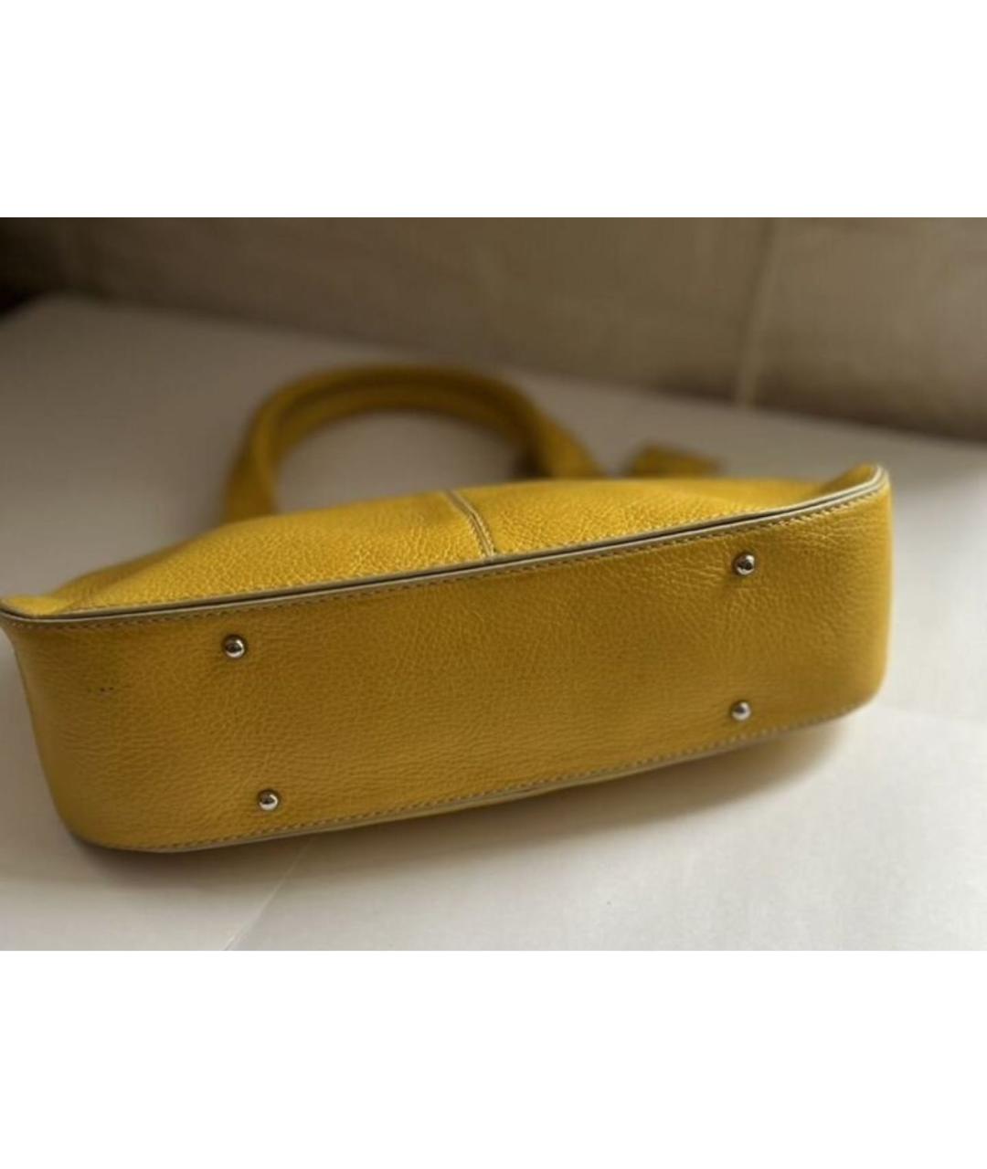TOD'S Желтая кожаная сумка с короткими ручками, фото 6