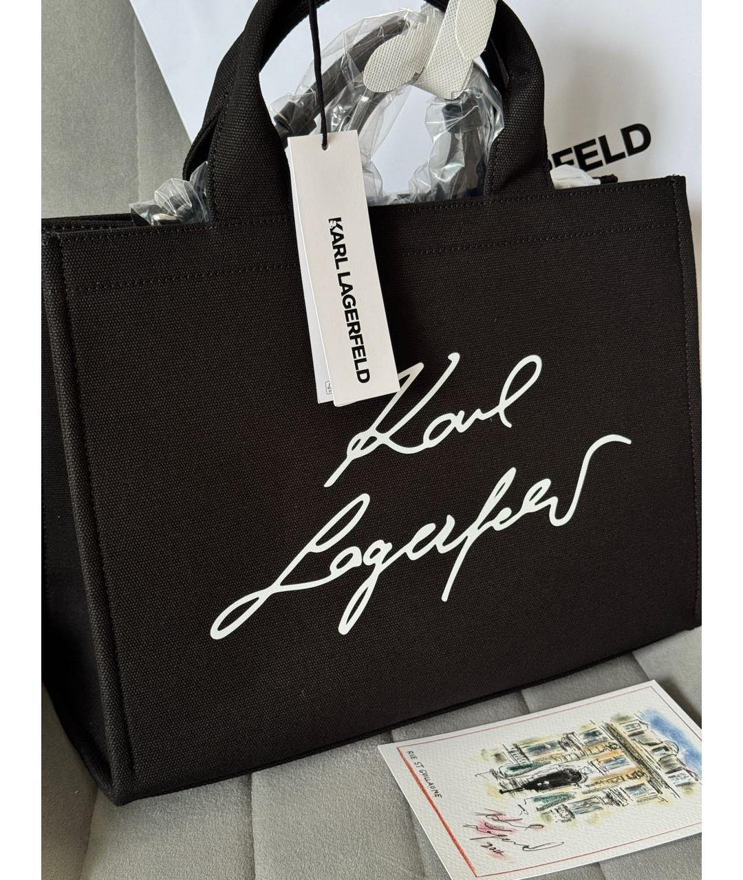 KARL LAGERFELD Черная сумка тоут, фото 2