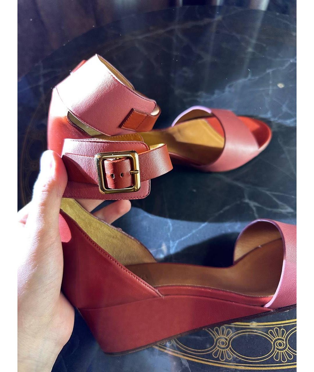 CHLOE Оранжевое кожаные босоножки, фото 5