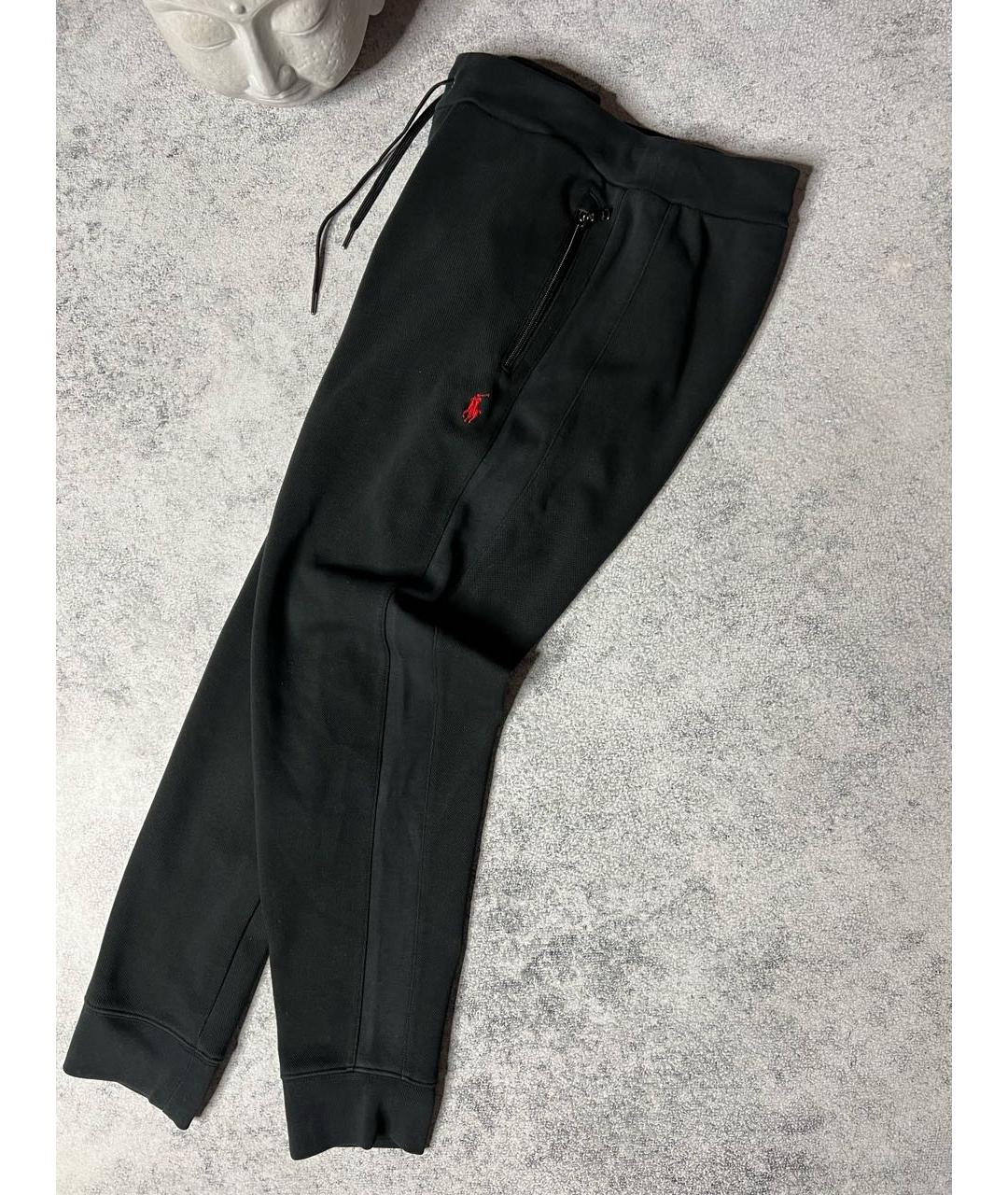RALPH LAUREN Черные хлопковые повседневные брюки, фото 2
