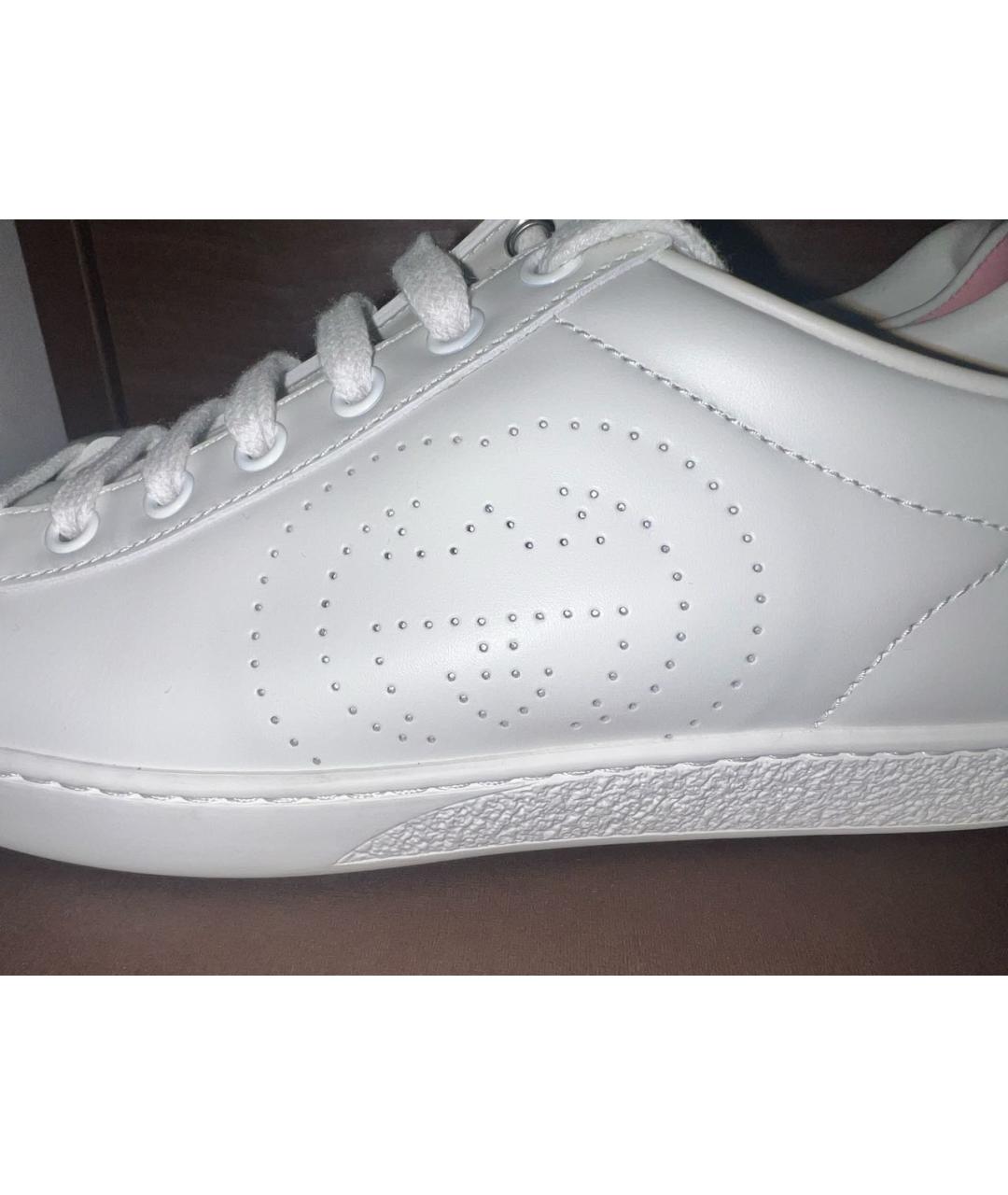 GUCCI Белые кожаные кеды, фото 6