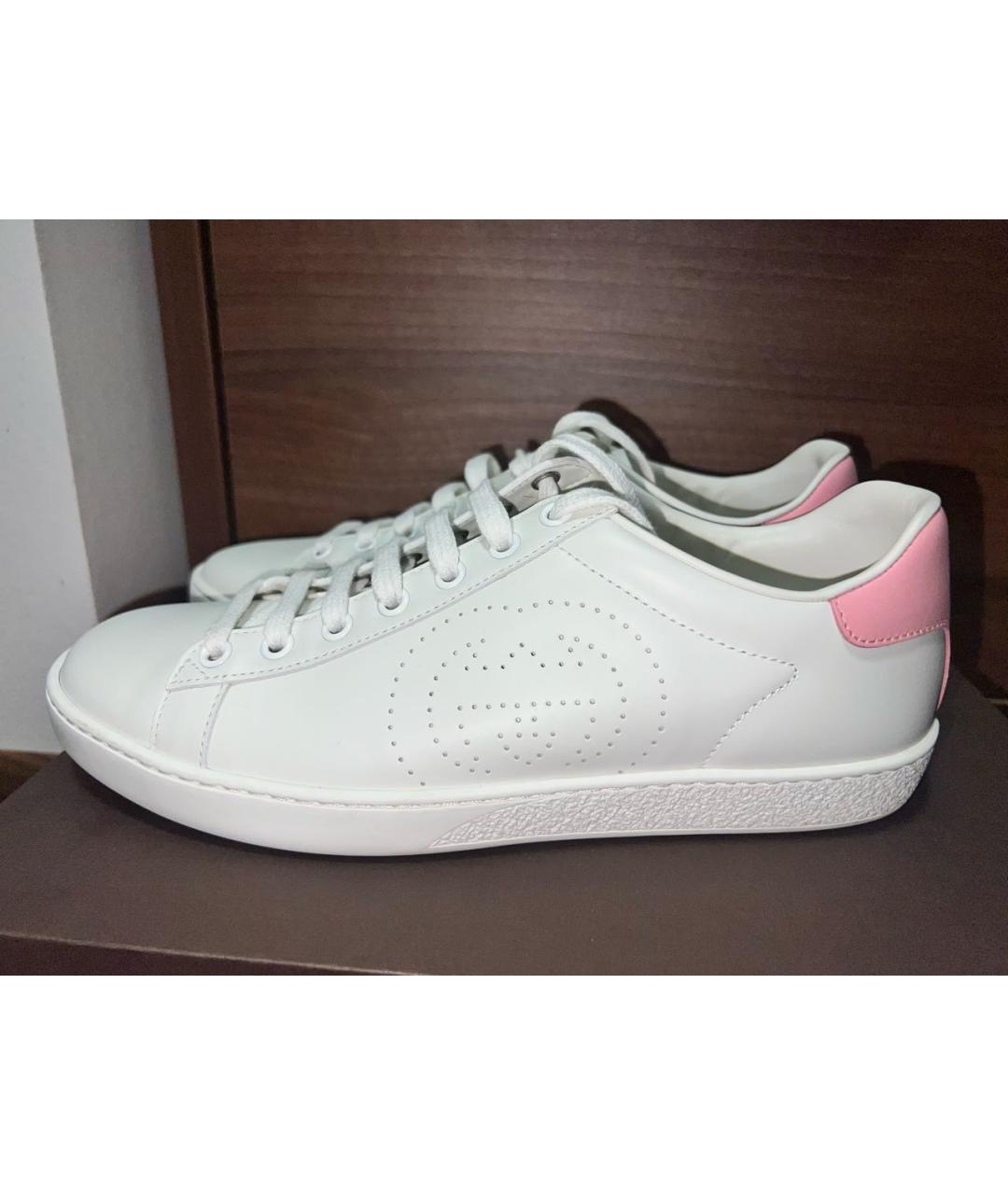 GUCCI Белые кожаные кеды, фото 5