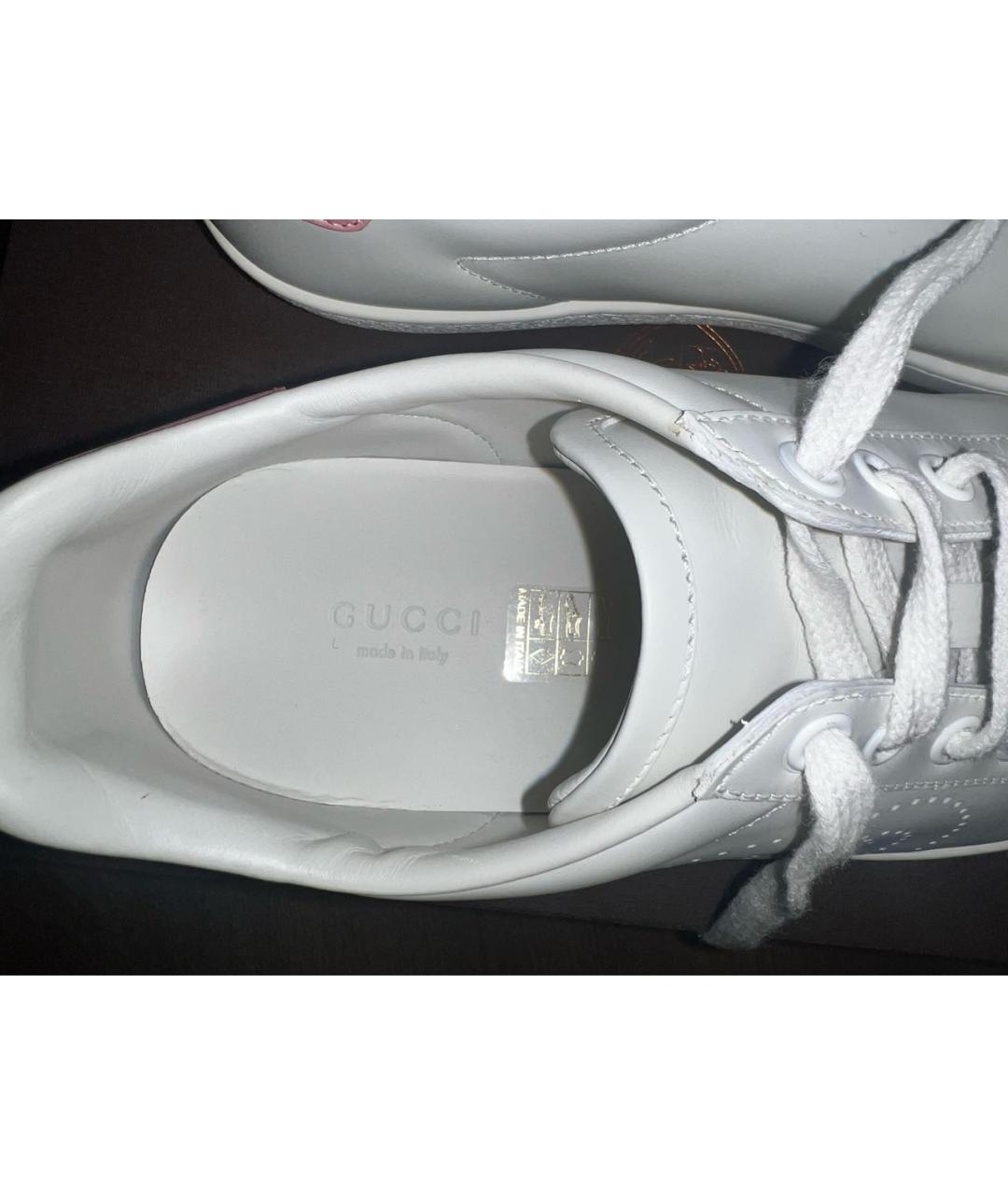 GUCCI Белые кожаные кеды, фото 7