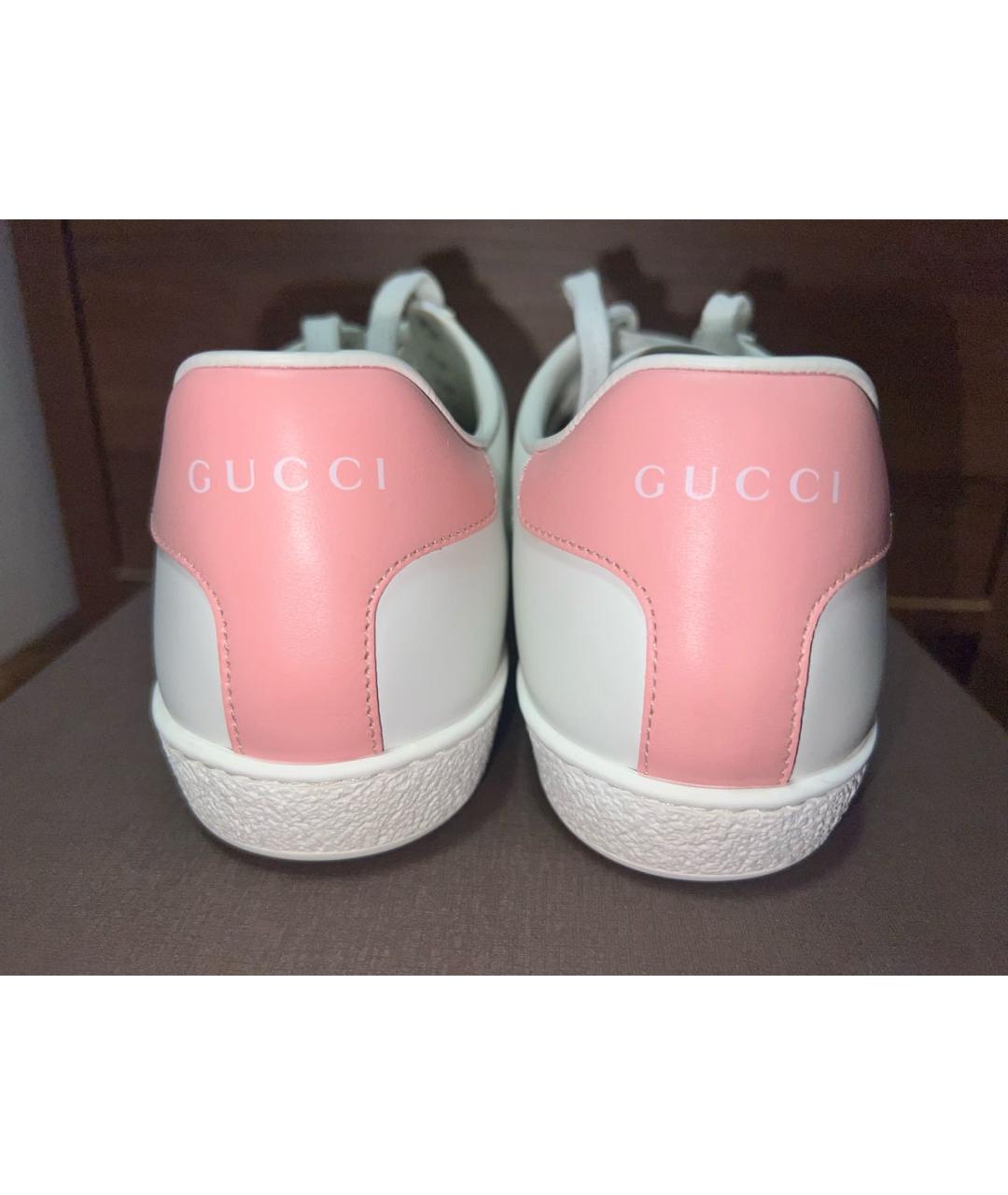 GUCCI Белые кожаные кеды, фото 4