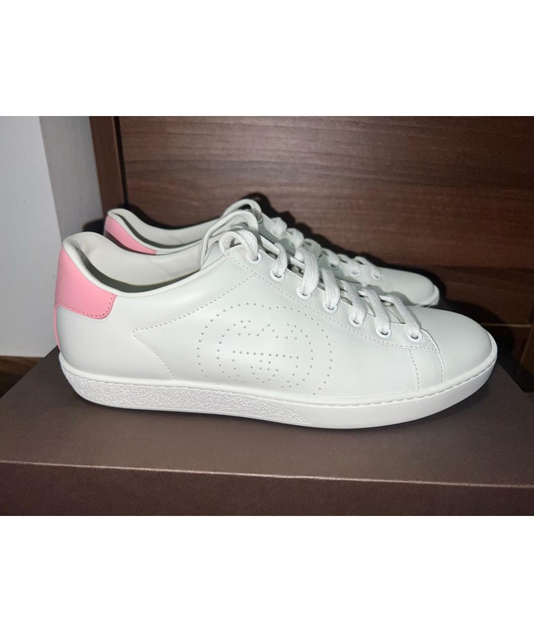 GUCCI Белые кожаные кеды, фото 9