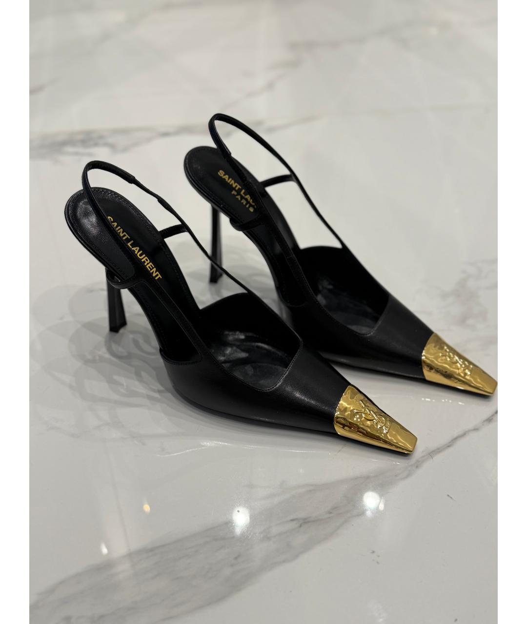 SAINT LAURENT Черные кожаные туфли, фото 6