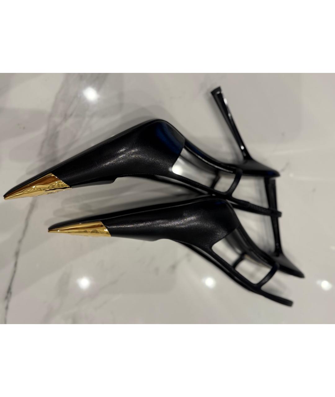 SAINT LAURENT Черные кожаные туфли, фото 2