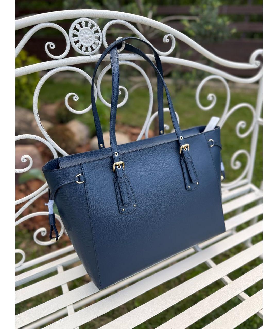 MICHAEL KORS Темно-синяя кожаная сумка тоут, фото 4