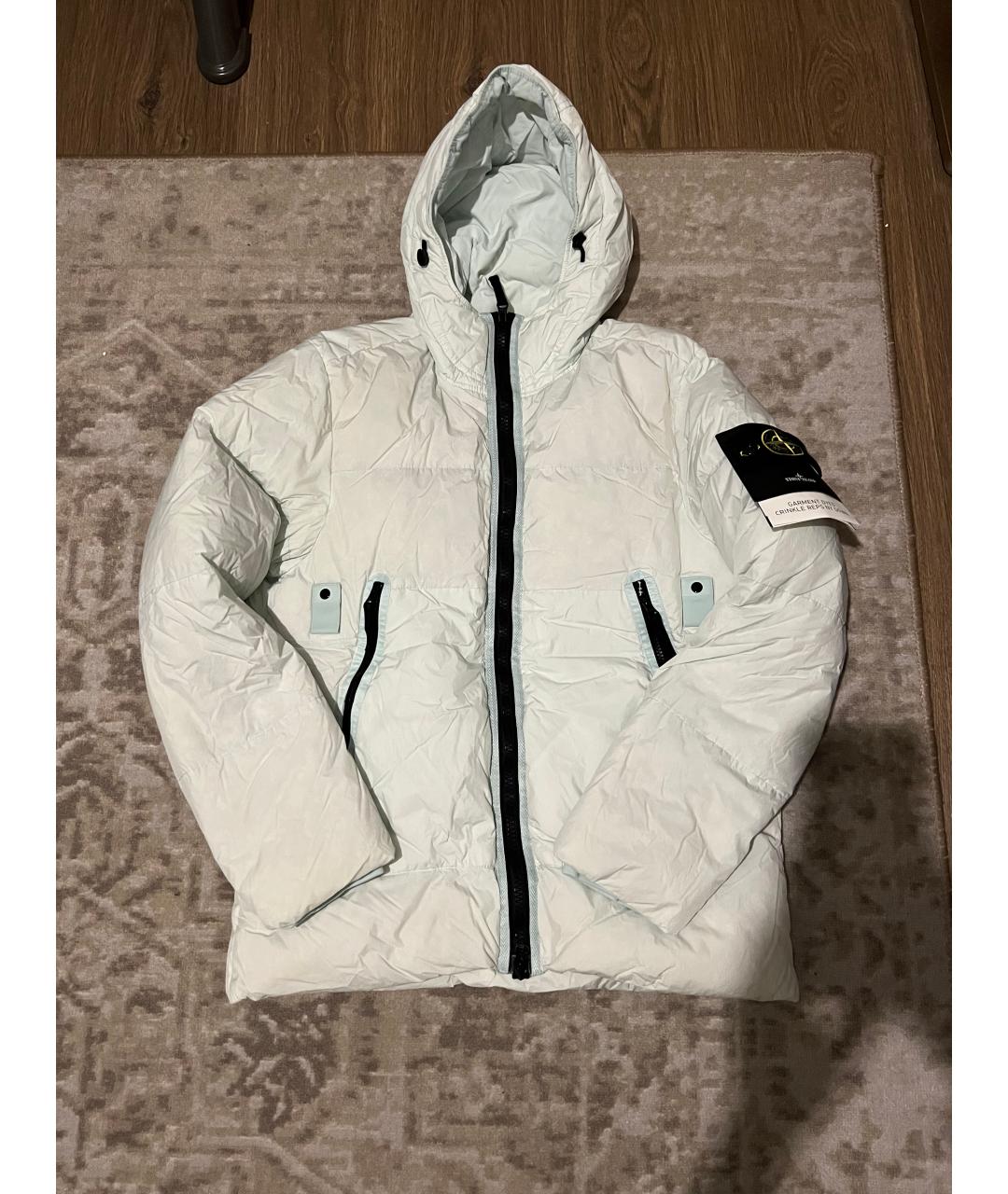 STONE ISLAND Бирюзовый полиэстеровый пуховик, фото 10