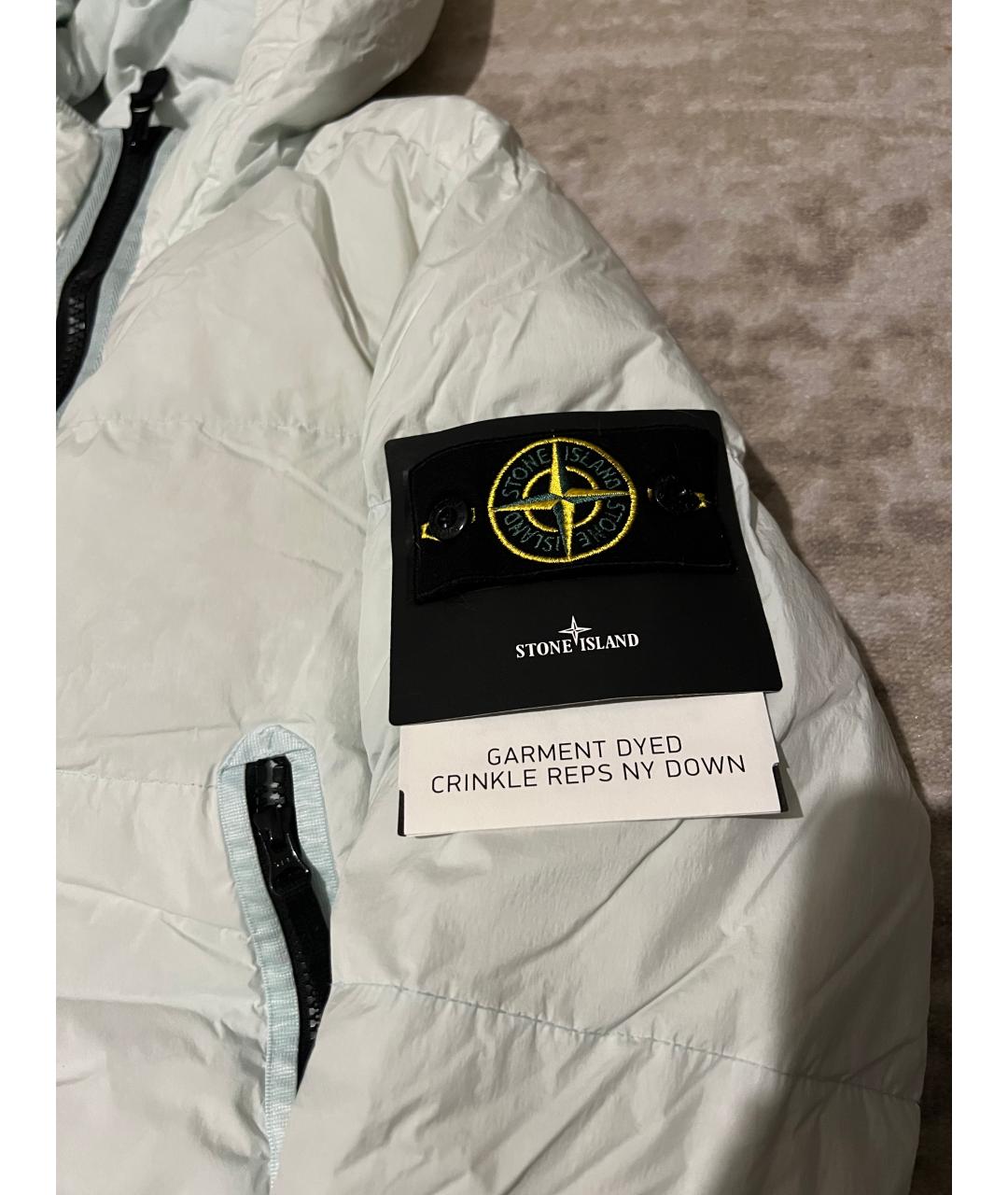 STONE ISLAND Бирюзовый полиэстеровый пуховик, фото 2