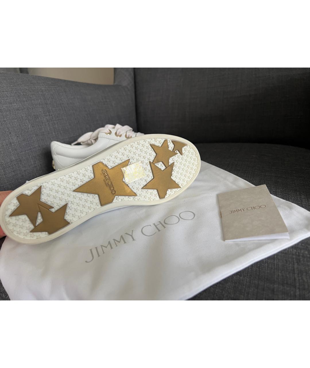JIMMY CHOO Белые кожаные кеды, фото 2