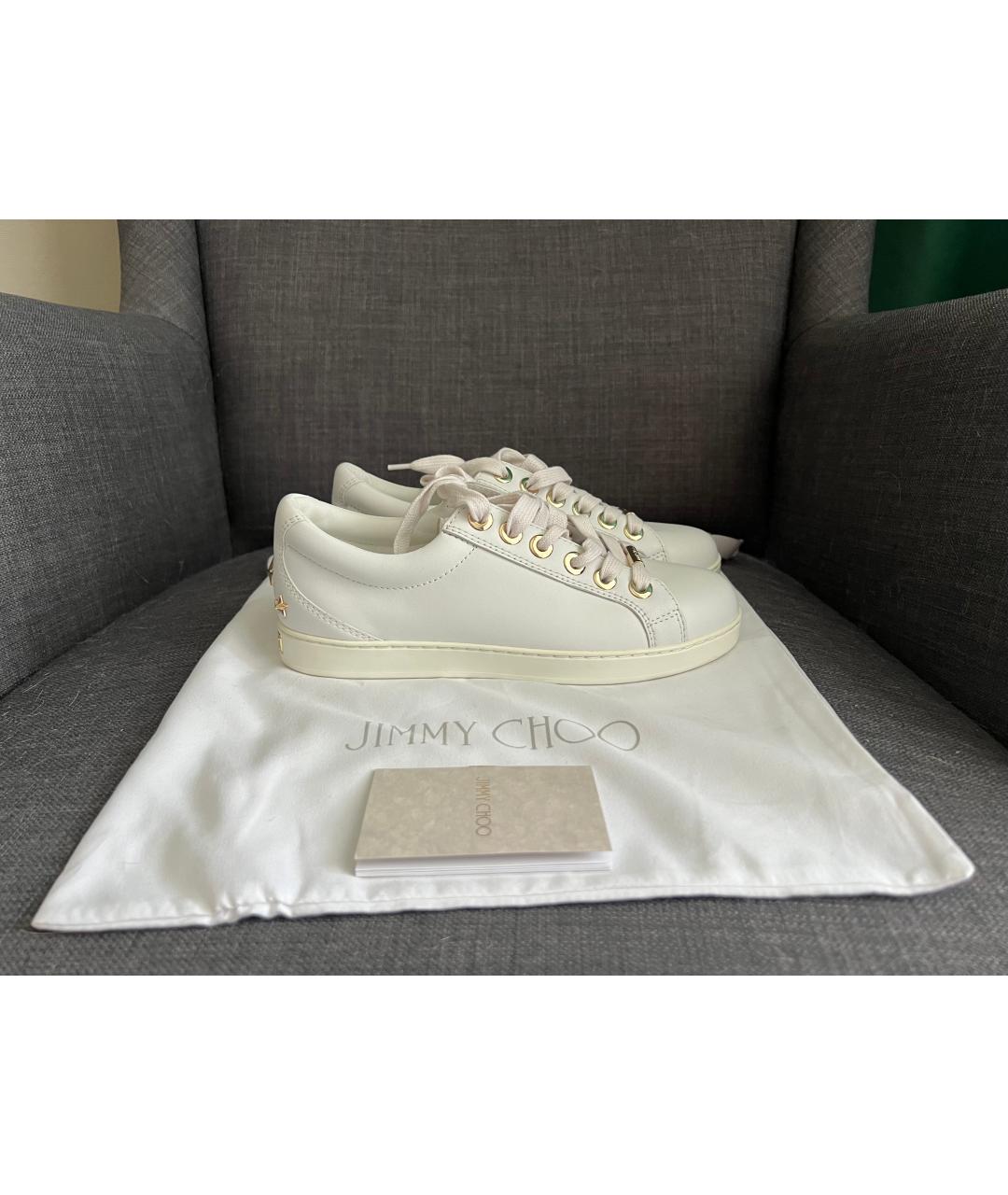 JIMMY CHOO Белые кожаные кеды, фото 10