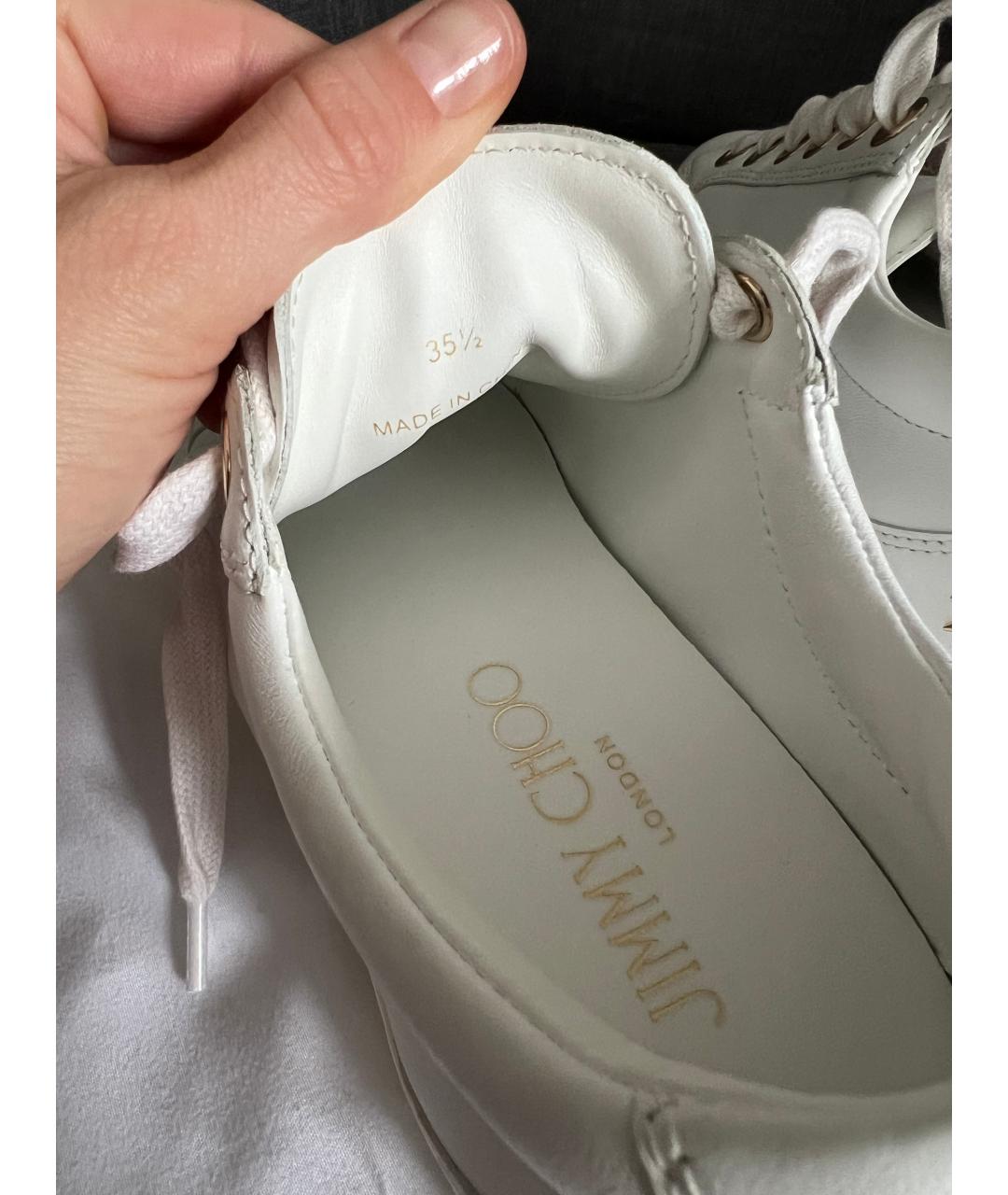 JIMMY CHOO Белые кожаные кеды, фото 4