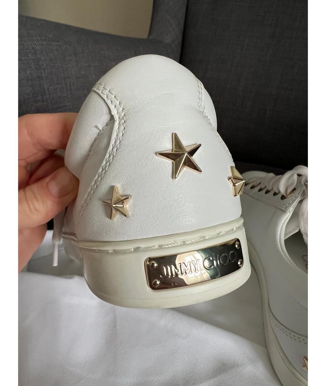 JIMMY CHOO Белые кожаные кеды, фото 5