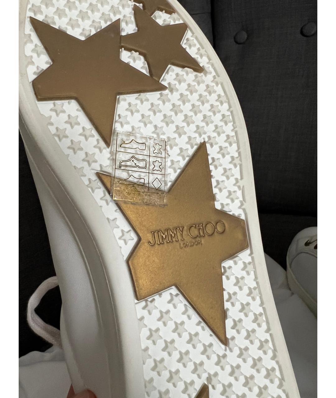 JIMMY CHOO Белые кожаные кеды, фото 6
