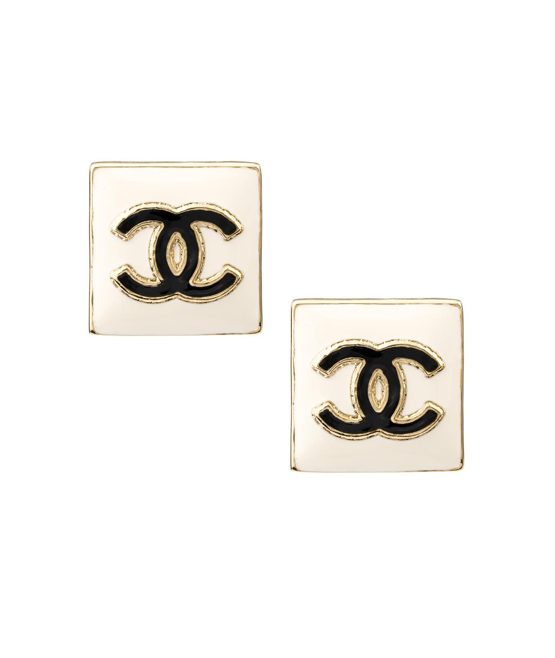 CHANEL Белые металлические серьги, фото 1
