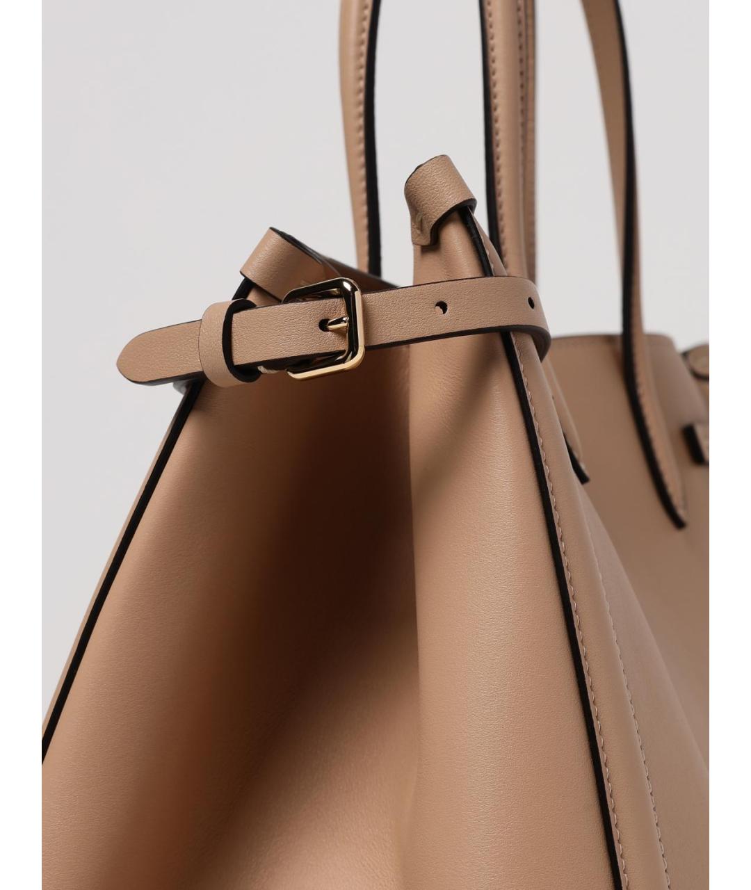 VALENTINO Бежевая кожаная сумка тоут, фото 4