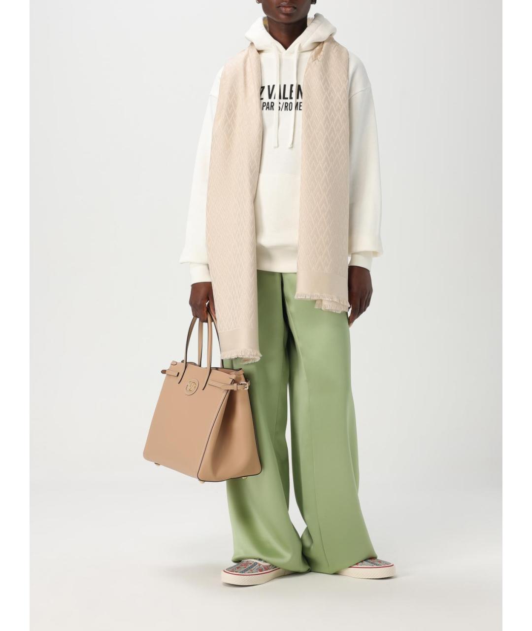 VALENTINO Бежевая кожаная сумка тоут, фото 3