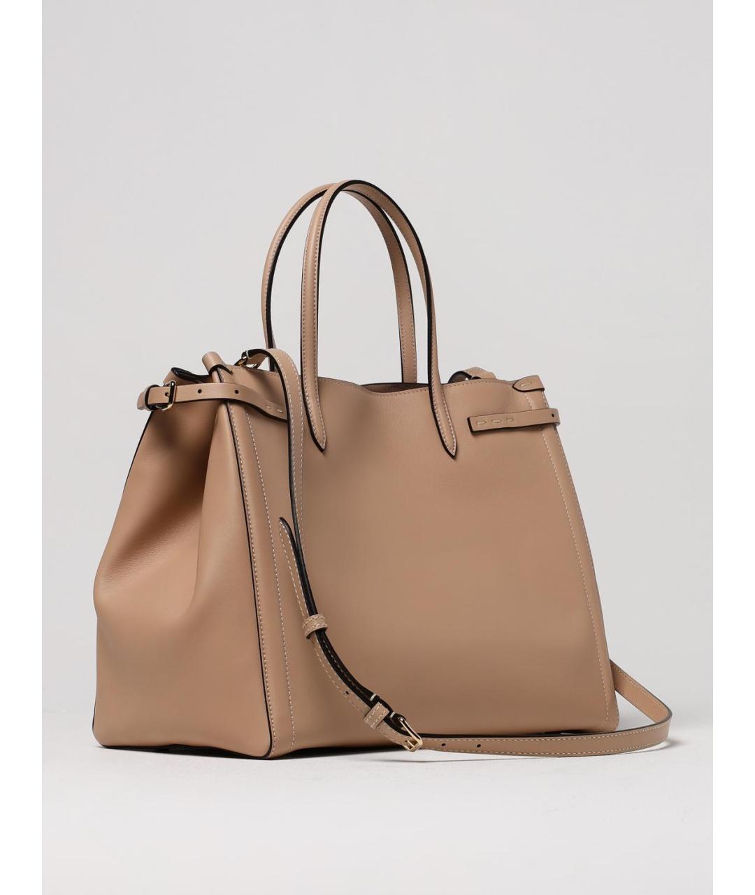 VALENTINO Бежевая кожаная сумка тоут, фото 2