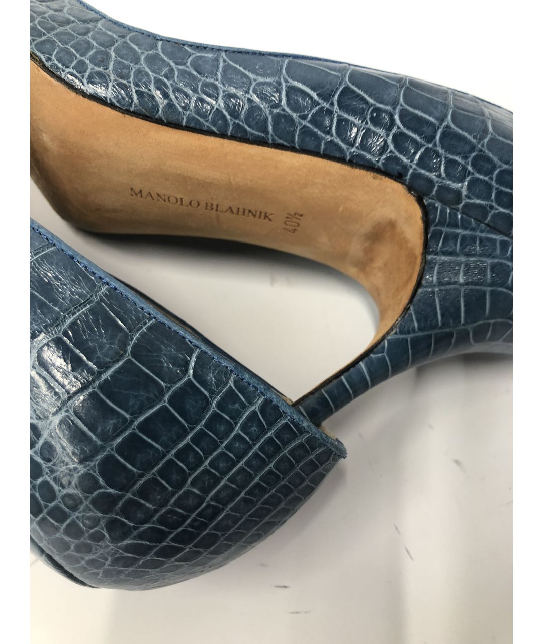 MANOLO BLAHNIK Голубые кожаные туфли, фото 4