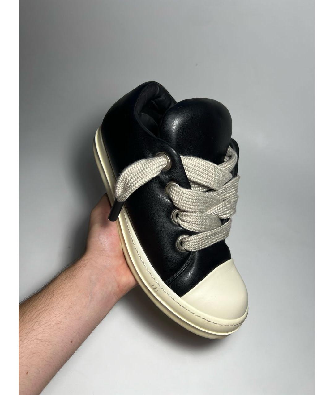 RICK OWENS Черные кожаные низкие кроссовки / кеды, фото 8
