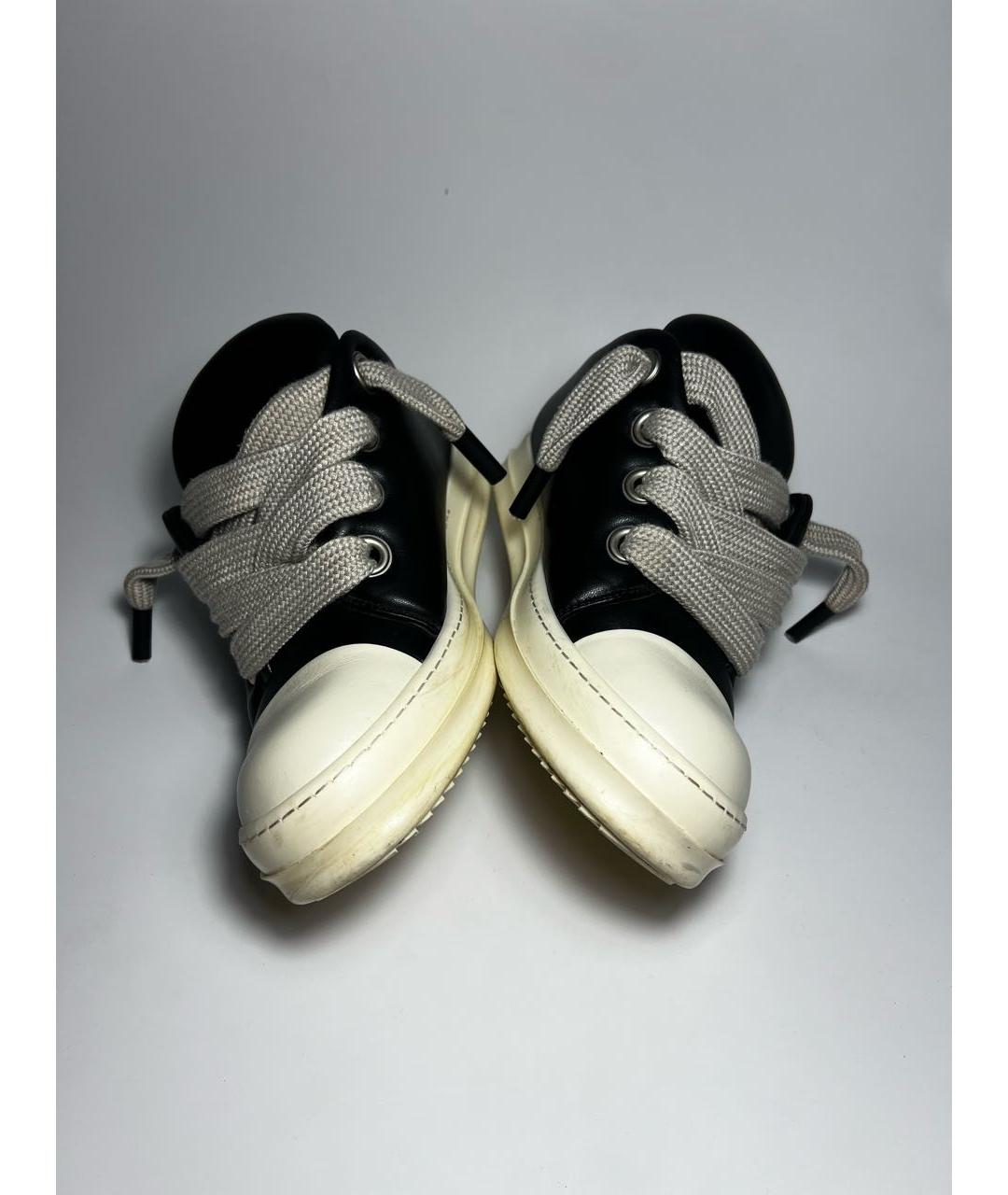 RICK OWENS Черные кожаные низкие кроссовки / кеды, фото 3