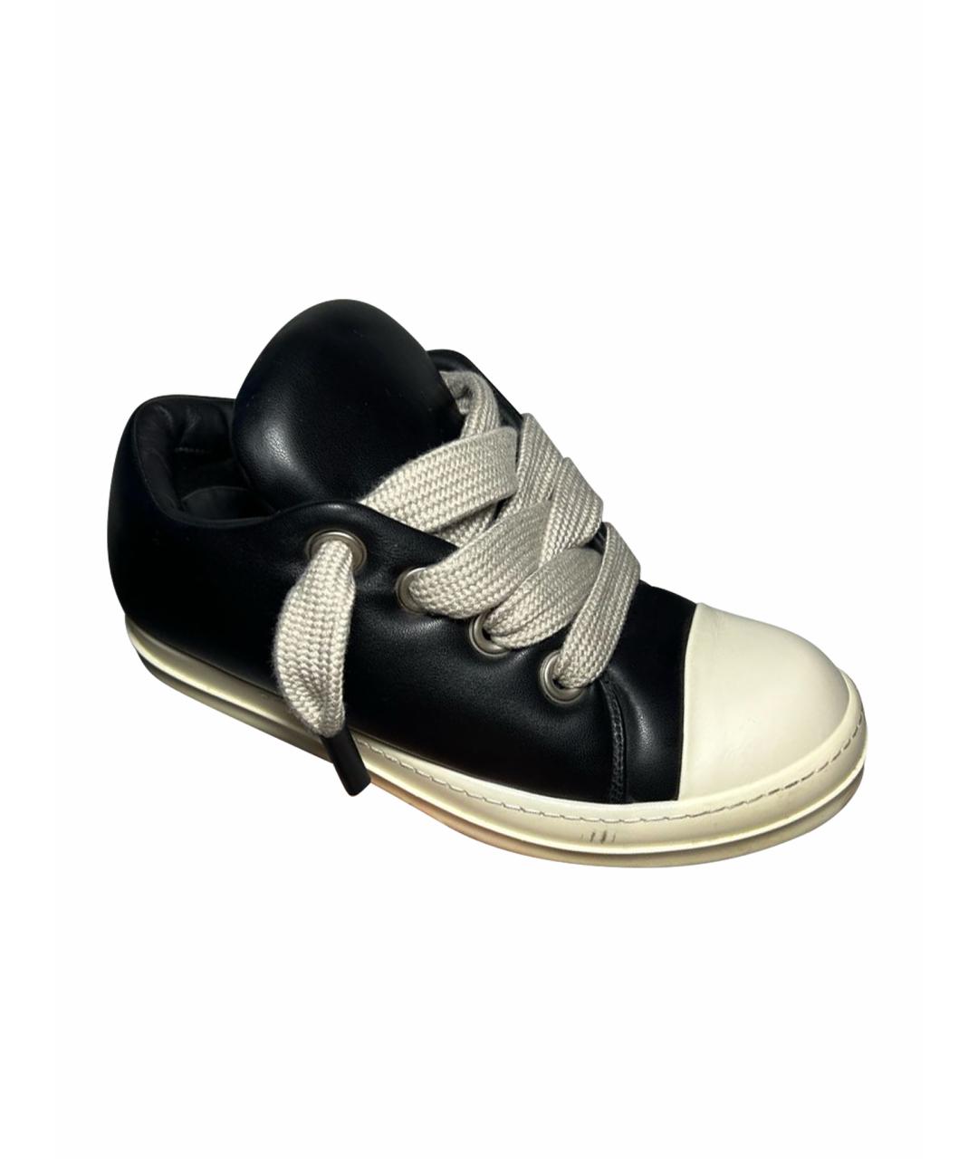 RICK OWENS Черные кожаные низкие кроссовки / кеды, фото 1