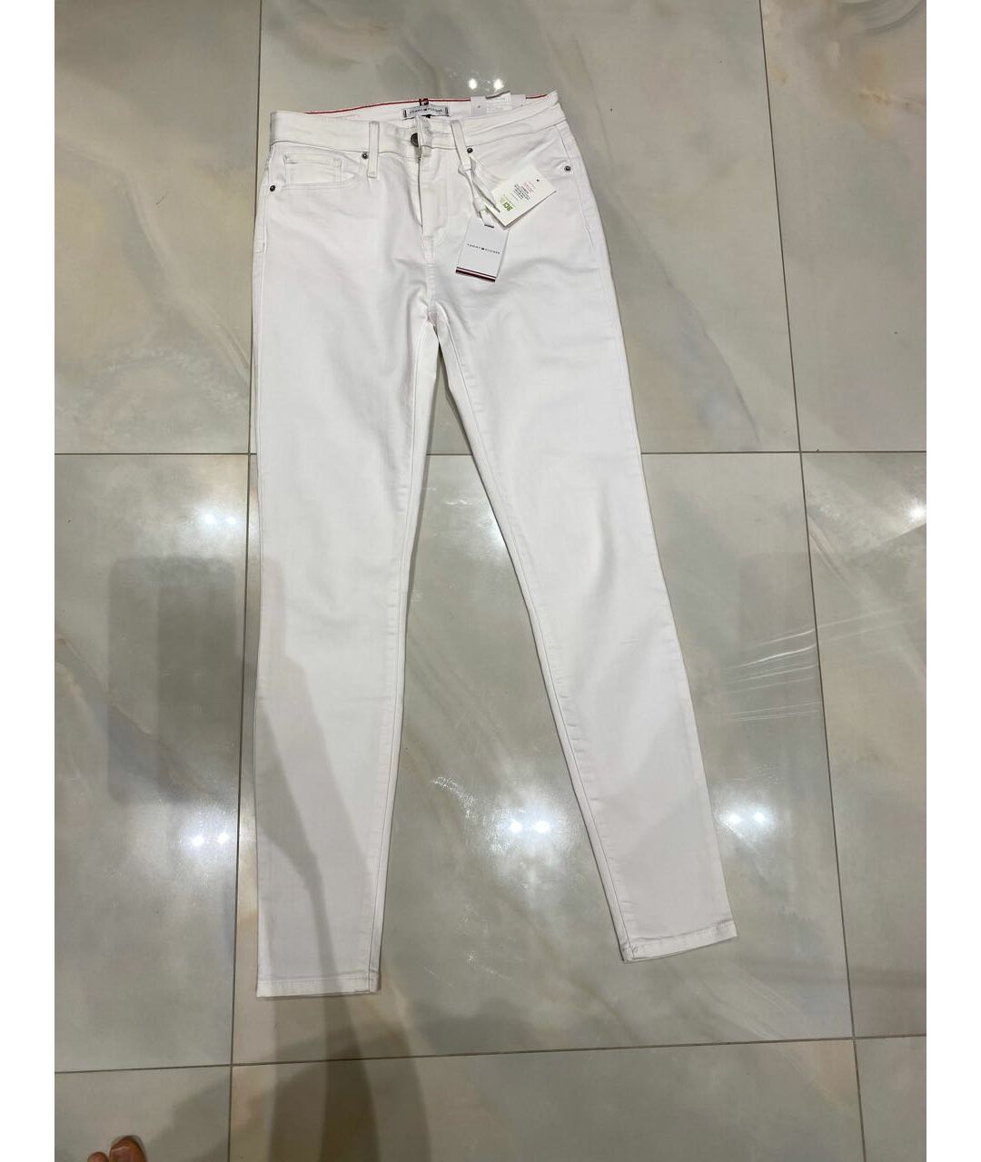 HILFIGER COLLECTION Белые хлопко-эластановые джинсы слим, фото 6