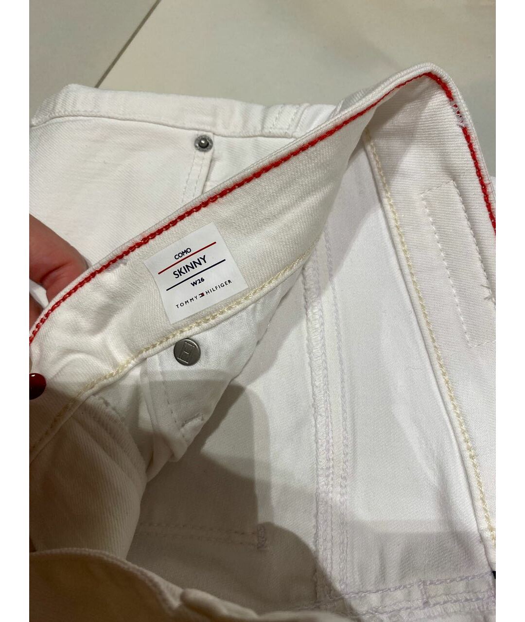 HILFIGER COLLECTION Белые хлопко-эластановые джинсы слим, фото 3