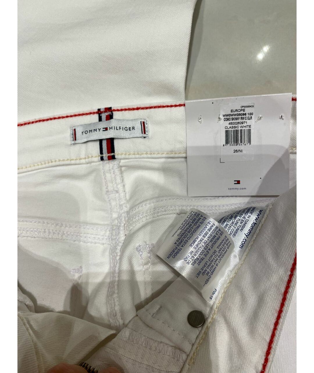 HILFIGER COLLECTION Белые хлопко-эластановые джинсы слим, фото 4