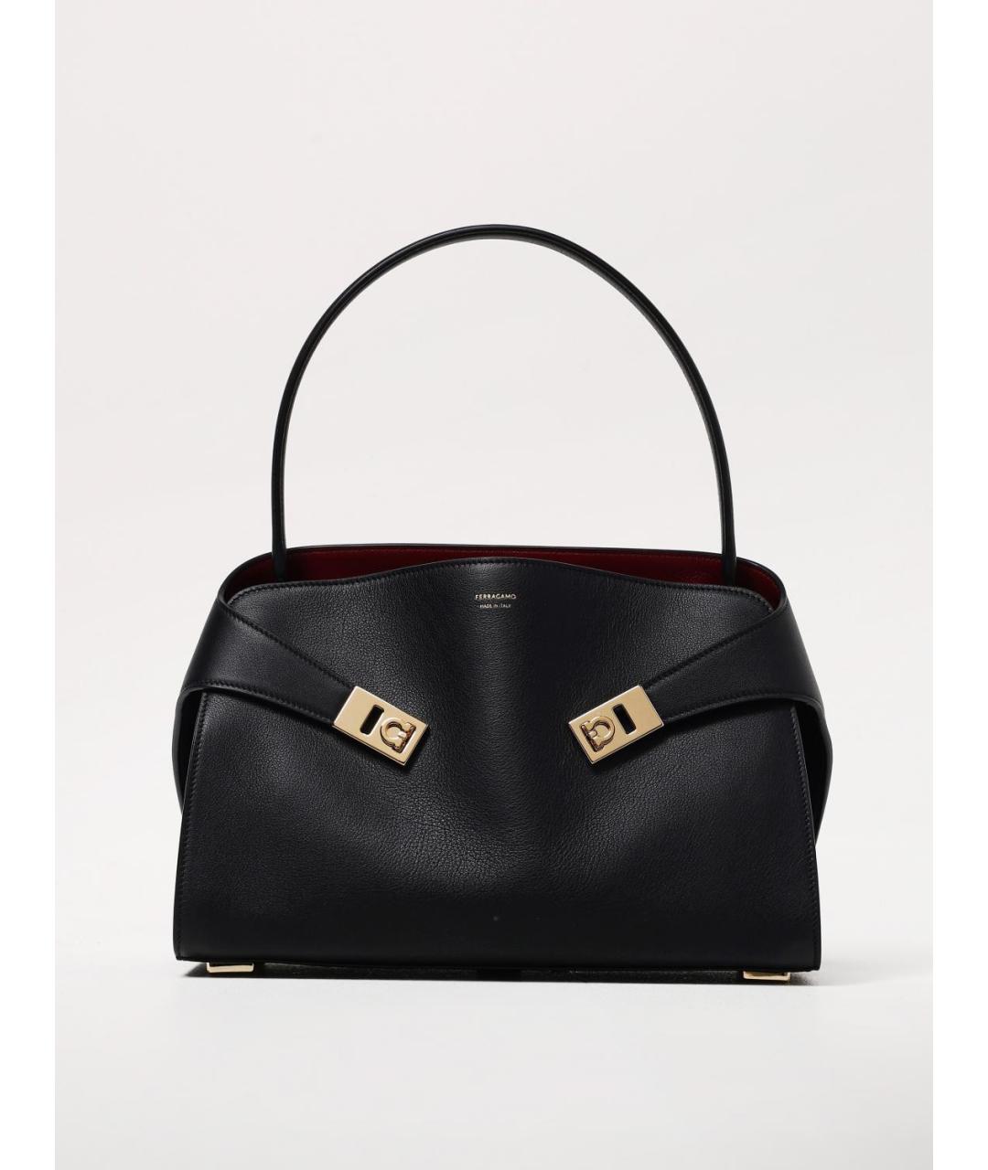 FERRAGAMO Черная кожаная сумка через плечо, фото 6