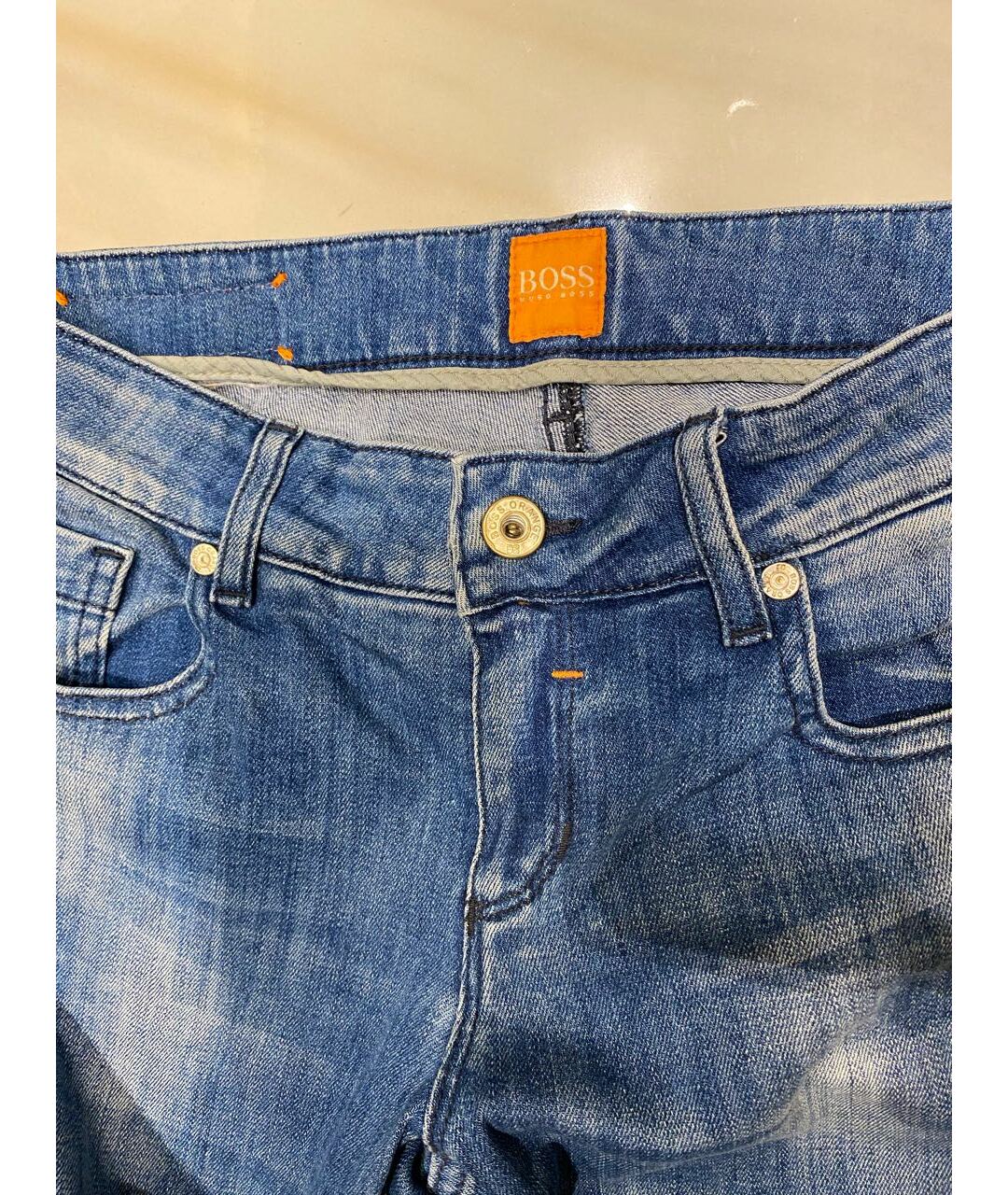 HUGO BOSS Синие хлопко-эластановые джинсы слим, фото 4