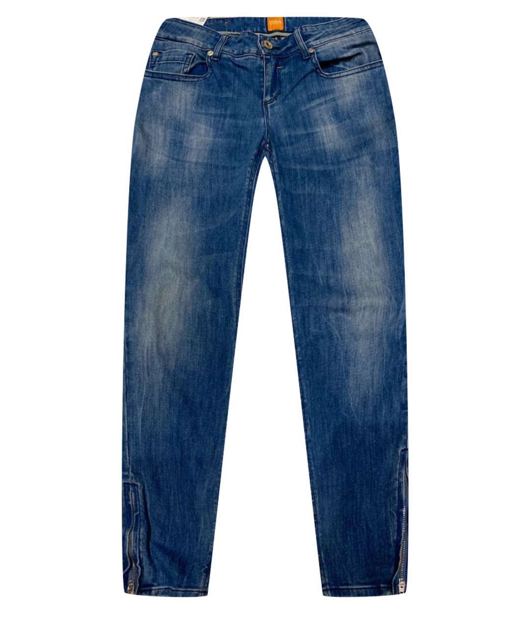 HUGO BOSS Синие хлопко-эластановые джинсы слим, фото 1