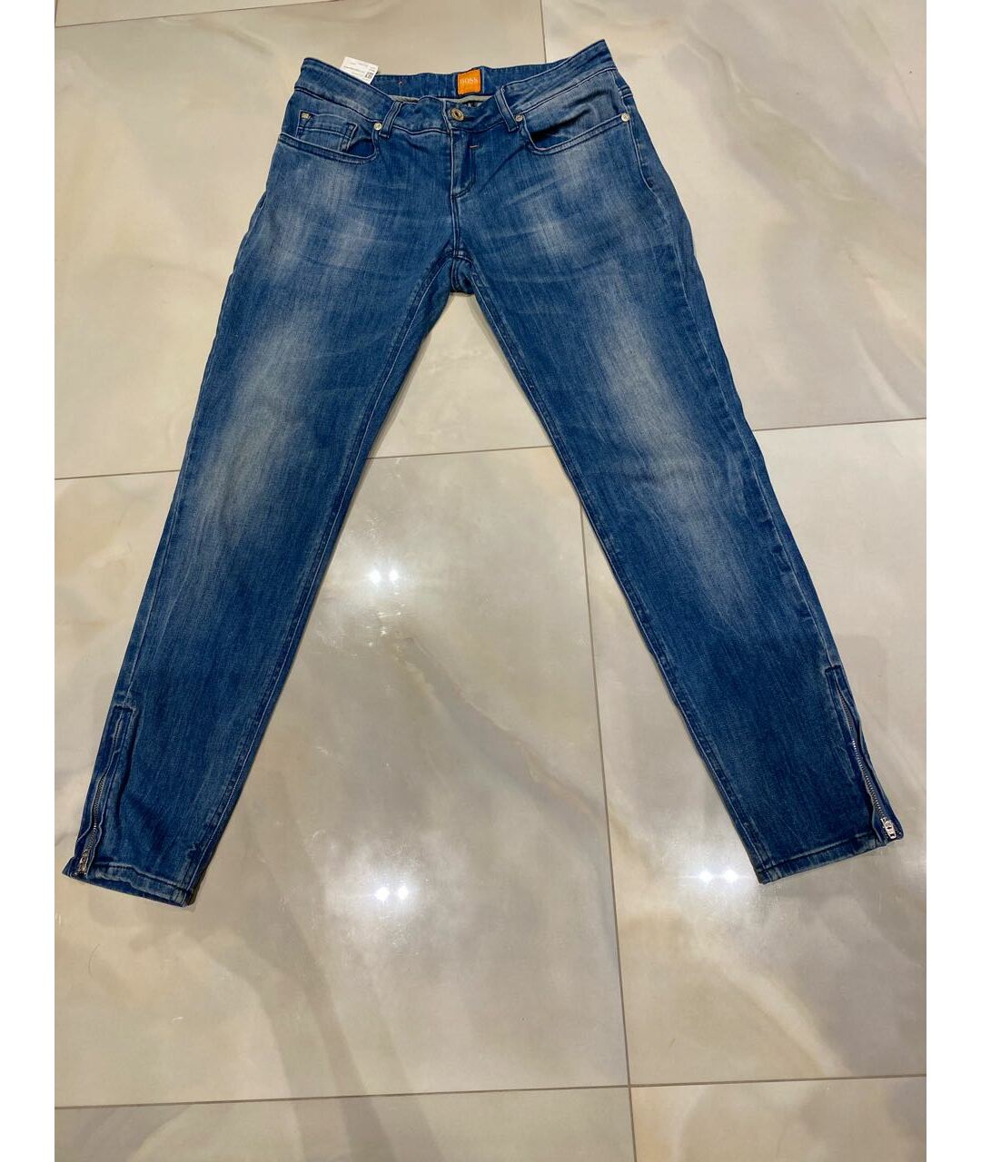 HUGO BOSS Синие хлопко-эластановые джинсы слим, фото 8
