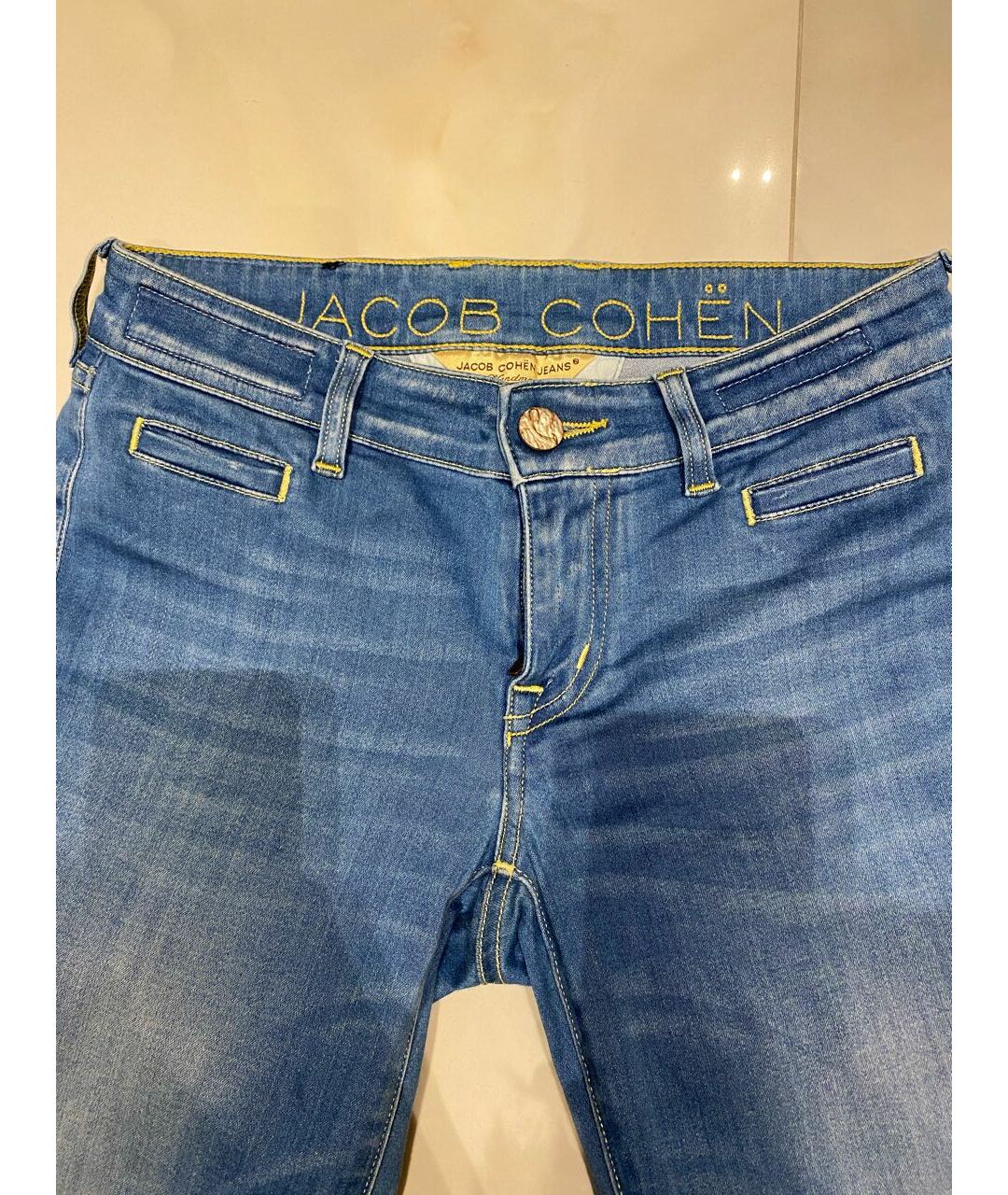 JACOB COHEN Голубые хлопко-эластановые джинсы слим, фото 3