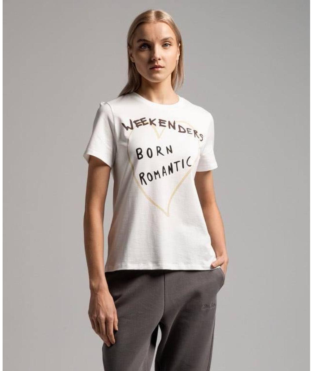WEEKEND MAX MARA Белая хлопковая футболка, фото 4