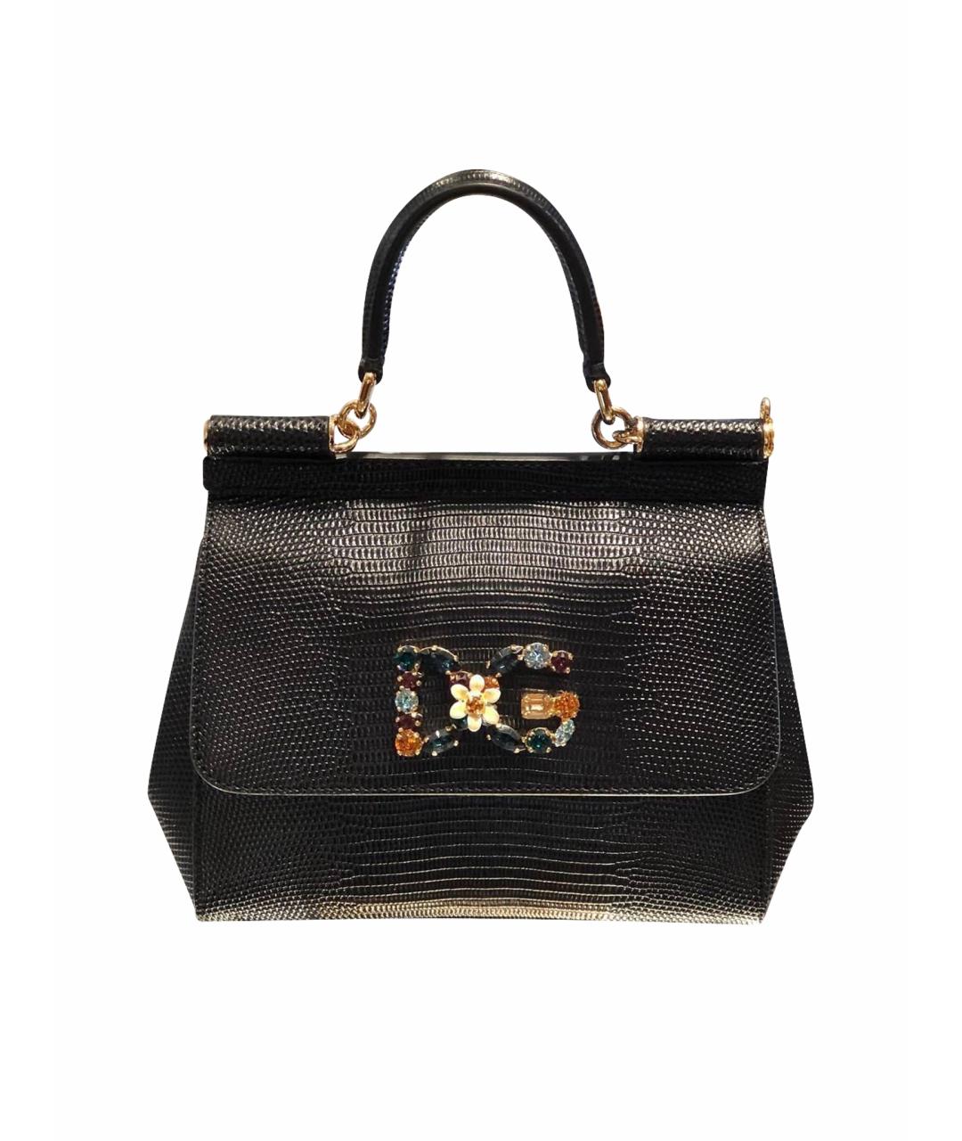 DOLCE&GABBANA Черная кожаная сумка с короткими ручками, фото 1