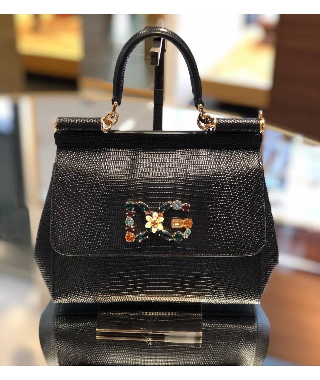 DOLCE&GABBANA Черная кожаная сумка с короткими ручками, фото 8