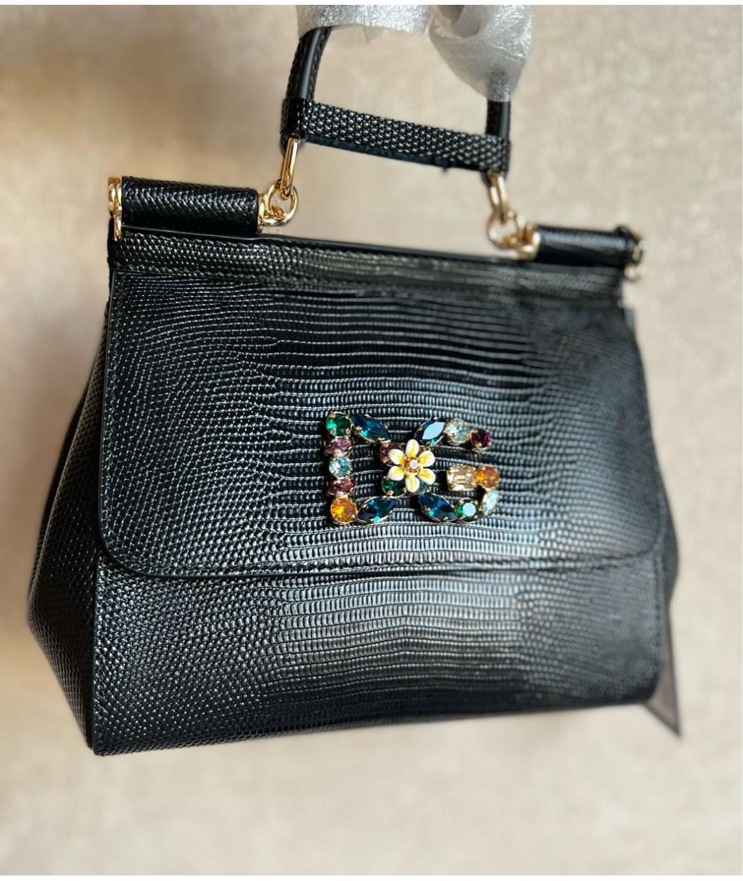 DOLCE&GABBANA Черная кожаная сумка с короткими ручками, фото 3